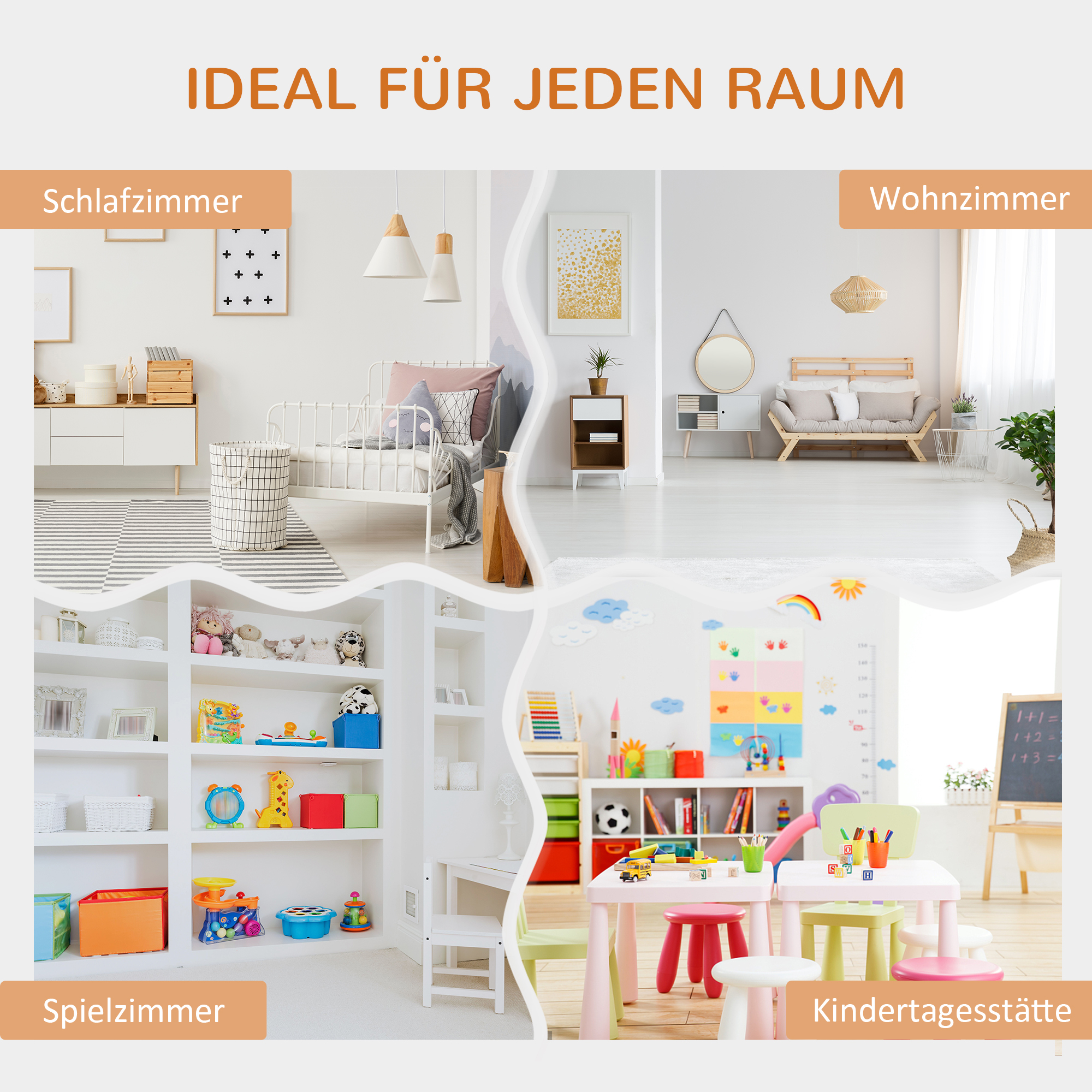 2-in-1 Kinderrek + Speelbank incl. Kussens 103 cm �� 30?cm �� 62 cm Grijs + Naturel