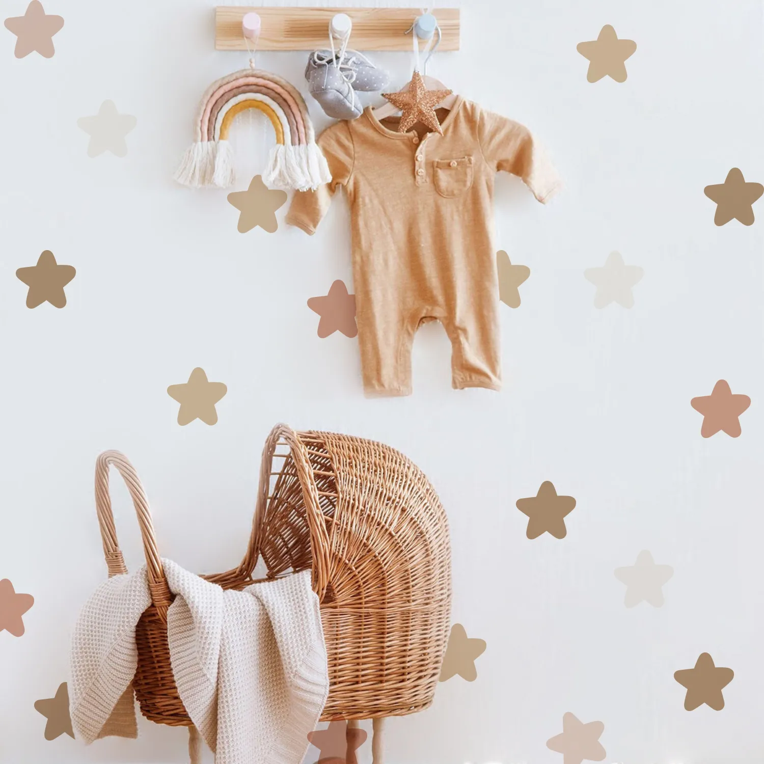 Boho Stars Wall Stickers for Children's Room, Baby Girl Nursery Decals