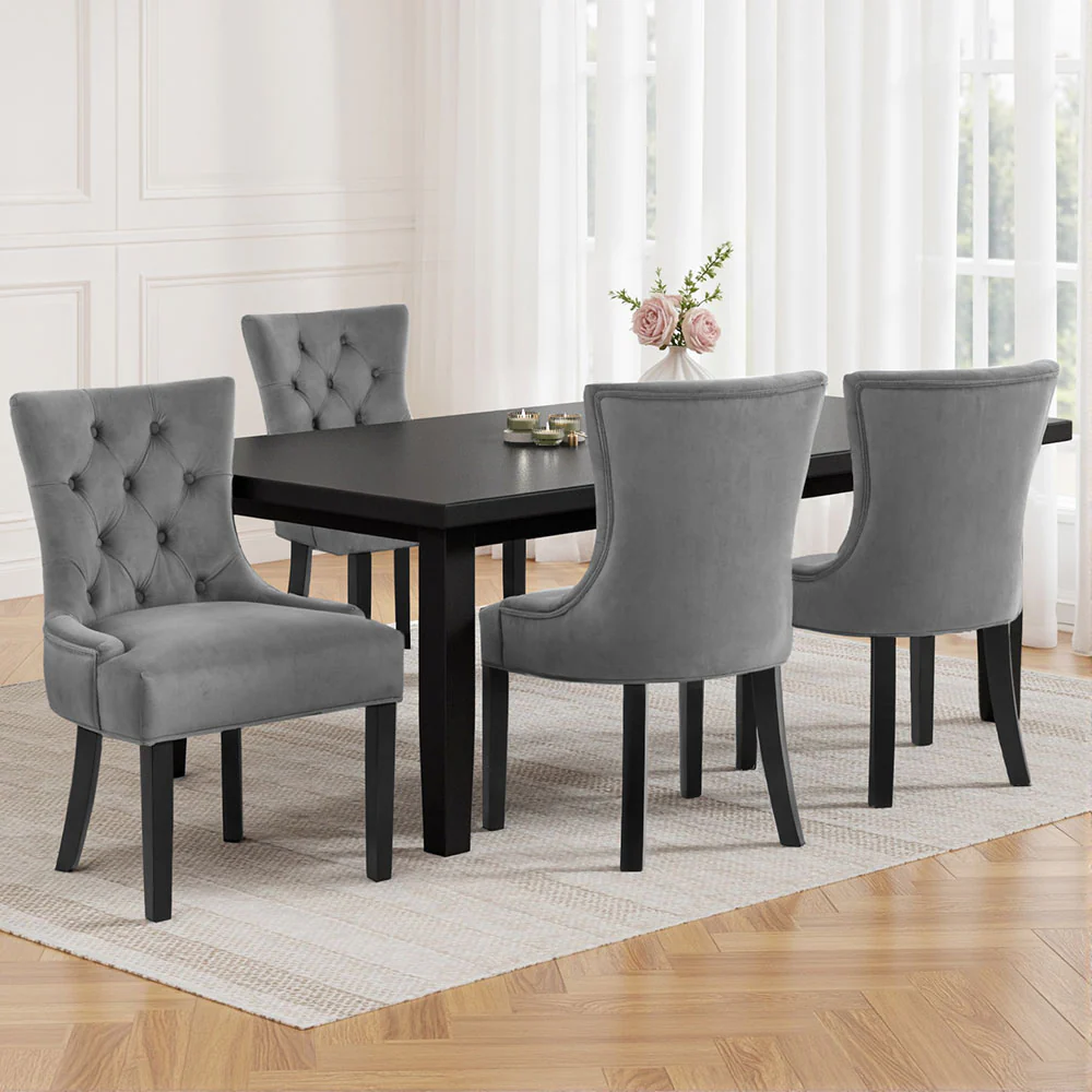 Artiss Dining Chairs Set of 4 Velvet French Provincial Grey