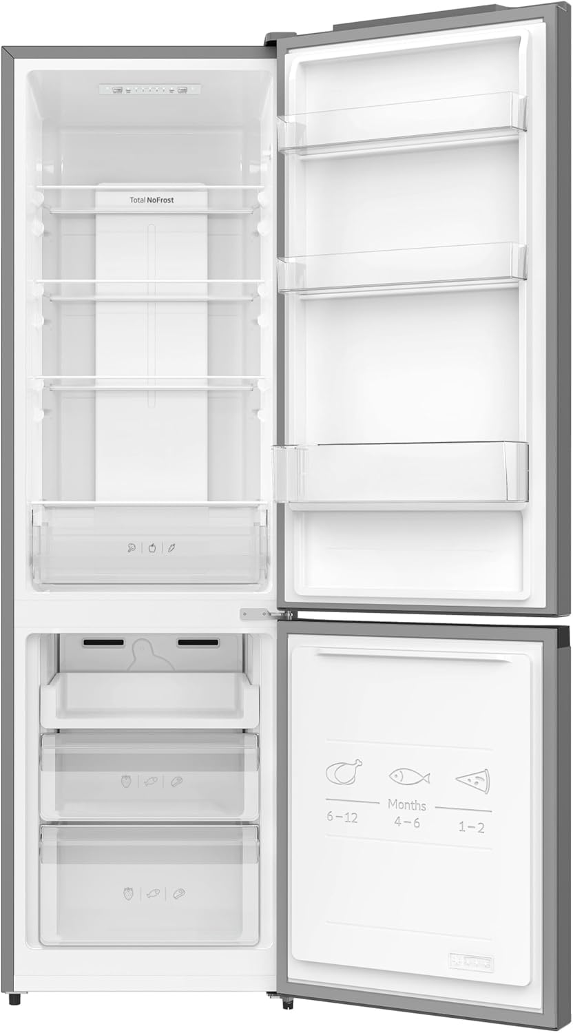 Amica Kühl‑Gefrier‑Kombination freistehend 178,9 x 55 x 58,8 cm 262 l Ökofunktion NoFrost Supergefrierfunktion 4-Sterne-Fach Gefrierfach unten AKG 3877 E – Kühl Gefrierkombination Edelstahloptik