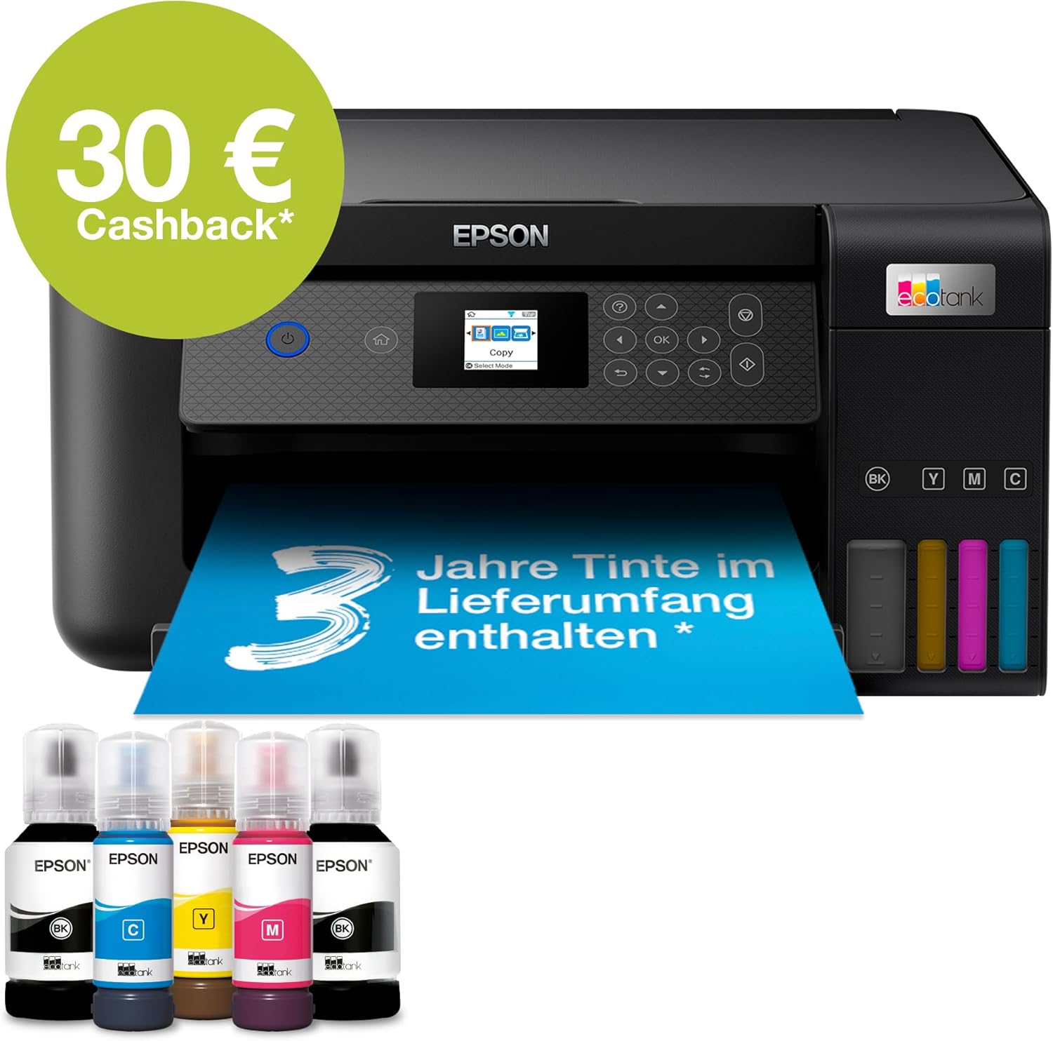 Epson EcoTank ET-2850 A4-Multifunktions-Wi-Fi-Tintentankdrucker, mit einem im Lieferumfang enthaltenen Vorrat an Tinten bis zu 3 Jahren