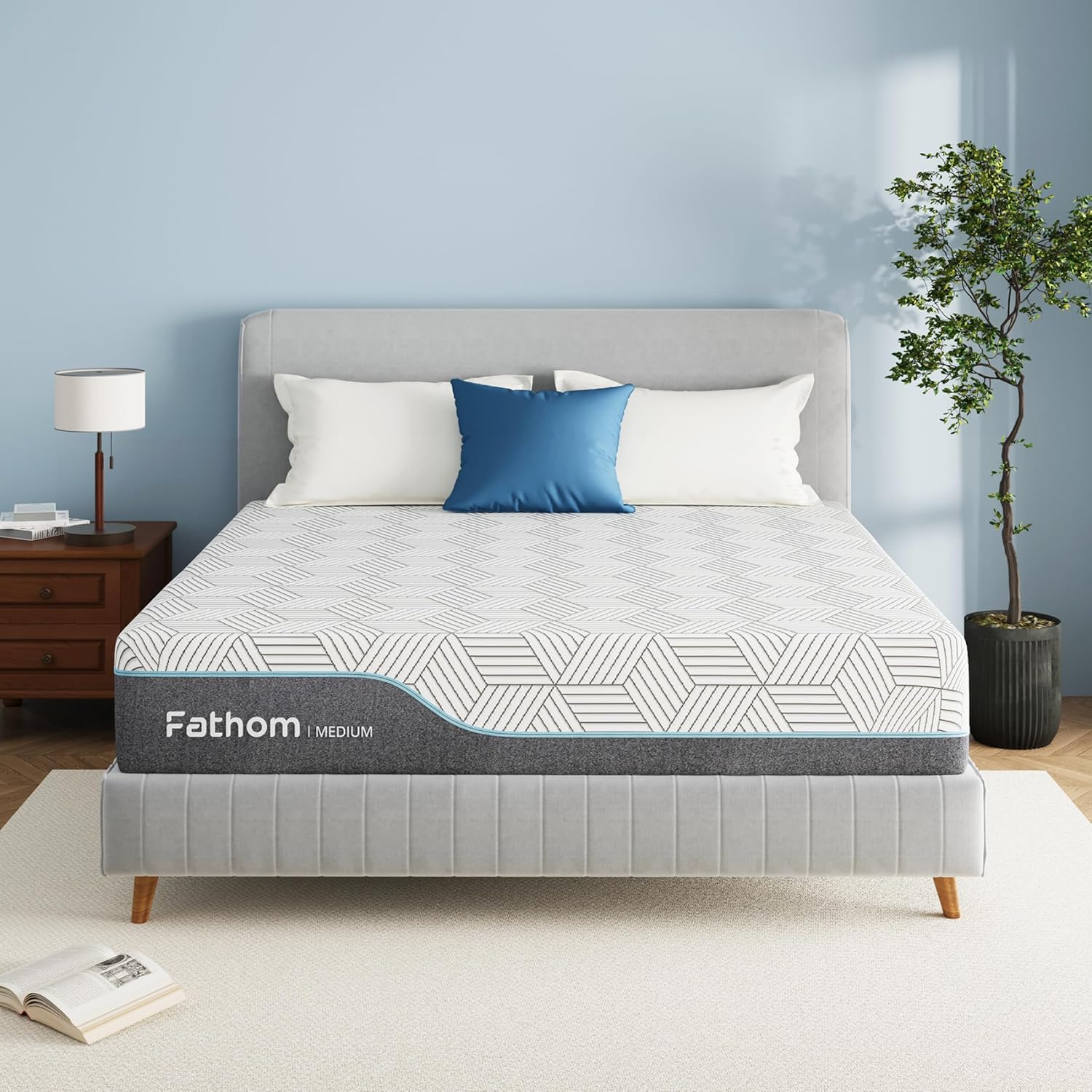 FATHOM Medium Queen Mattress 12 Inch Memory Foam Mattress Queen Size Bed in a Box for Back Pain Relief and Cool Sleep with Gel Foam and Removeable Fiberglass Free Cover. CertiPUR-US Certified