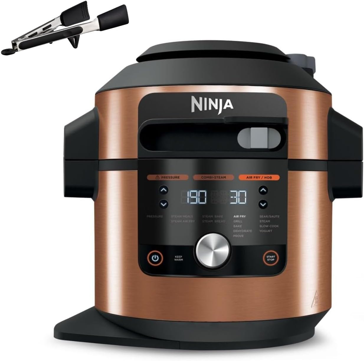 Ninja Foodi MAX Multi Cooker ze Smart pokrywką, 7,5 l, 14 funkcji gotowania, frytkownica beztłuszczowa, szybkowar, wolnowar, grill i więcej, zawiera sondę, ze stali nierdzewnej, OL750EU
