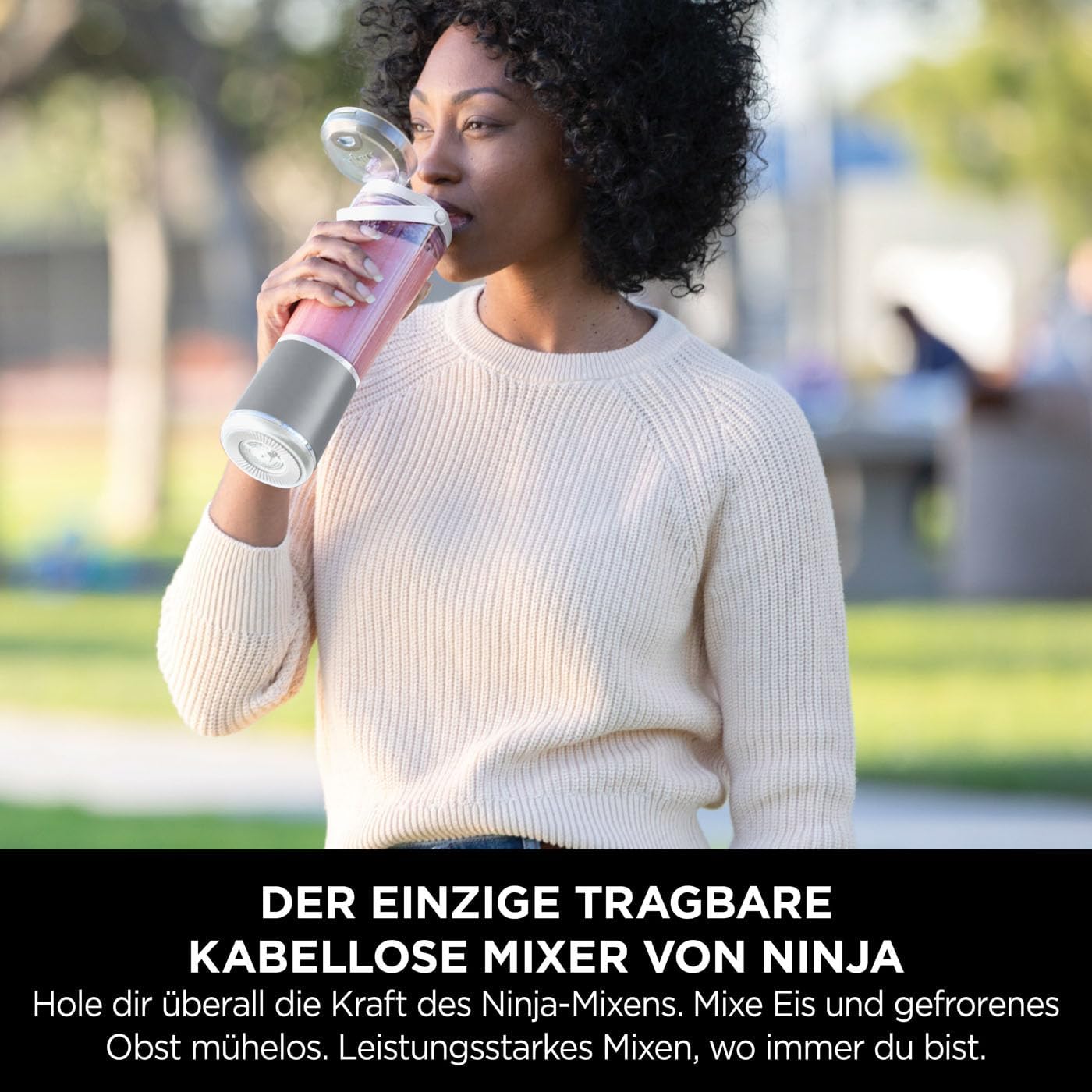 Ninja Blast Tragbarer Mixer / Blender / Smoothie Maker, 530ml Becher, Auslaufsicherer Deckel, Leistungsstarker Mini Standmixer, Kabellos & Wiederaufladbar, Zerkleinert Eis & Obst, Schwarz, BC151EUBK