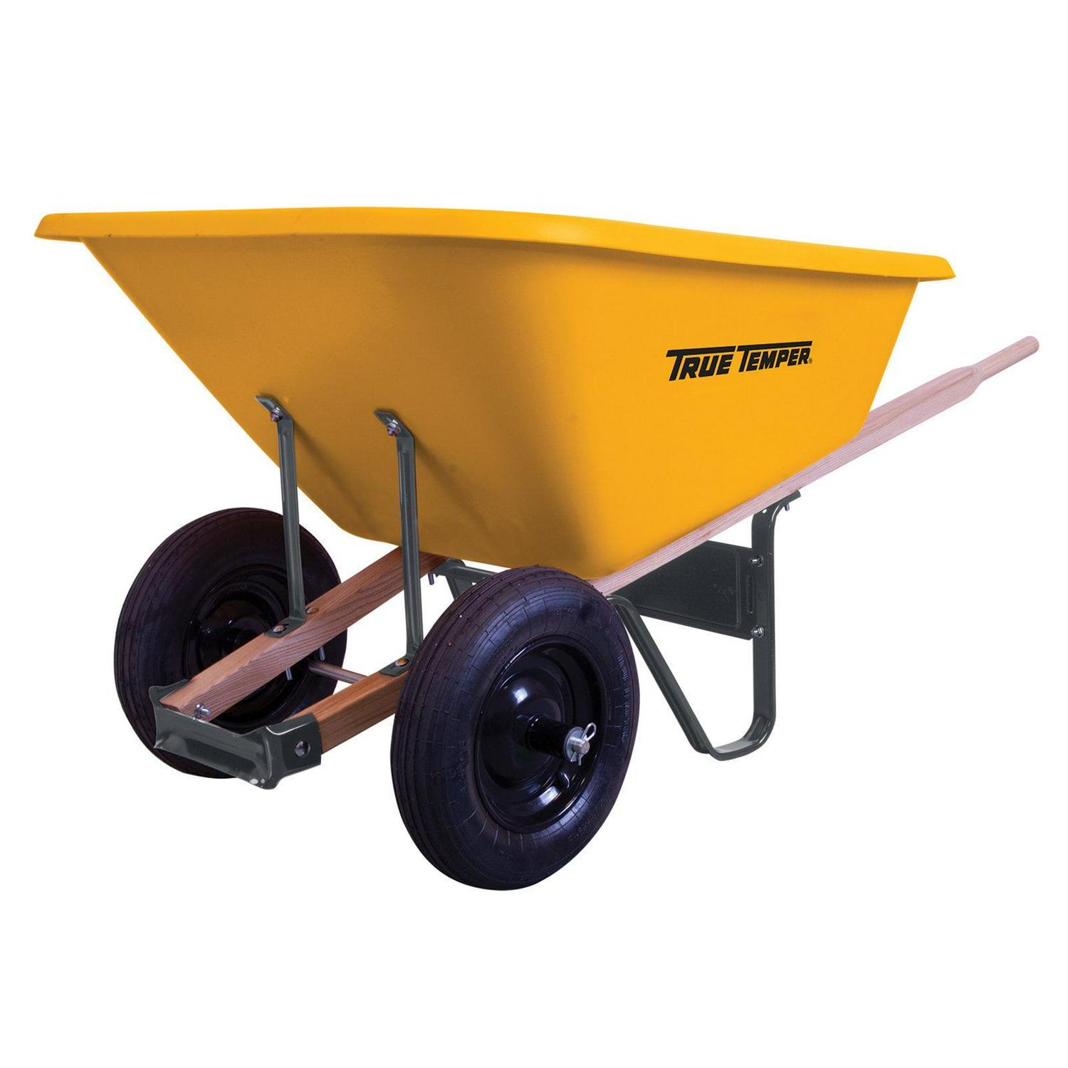 Ames 8 Cu Ft Poly Wheelbarrow with Dual Tires �C Durable Plastic Construction
