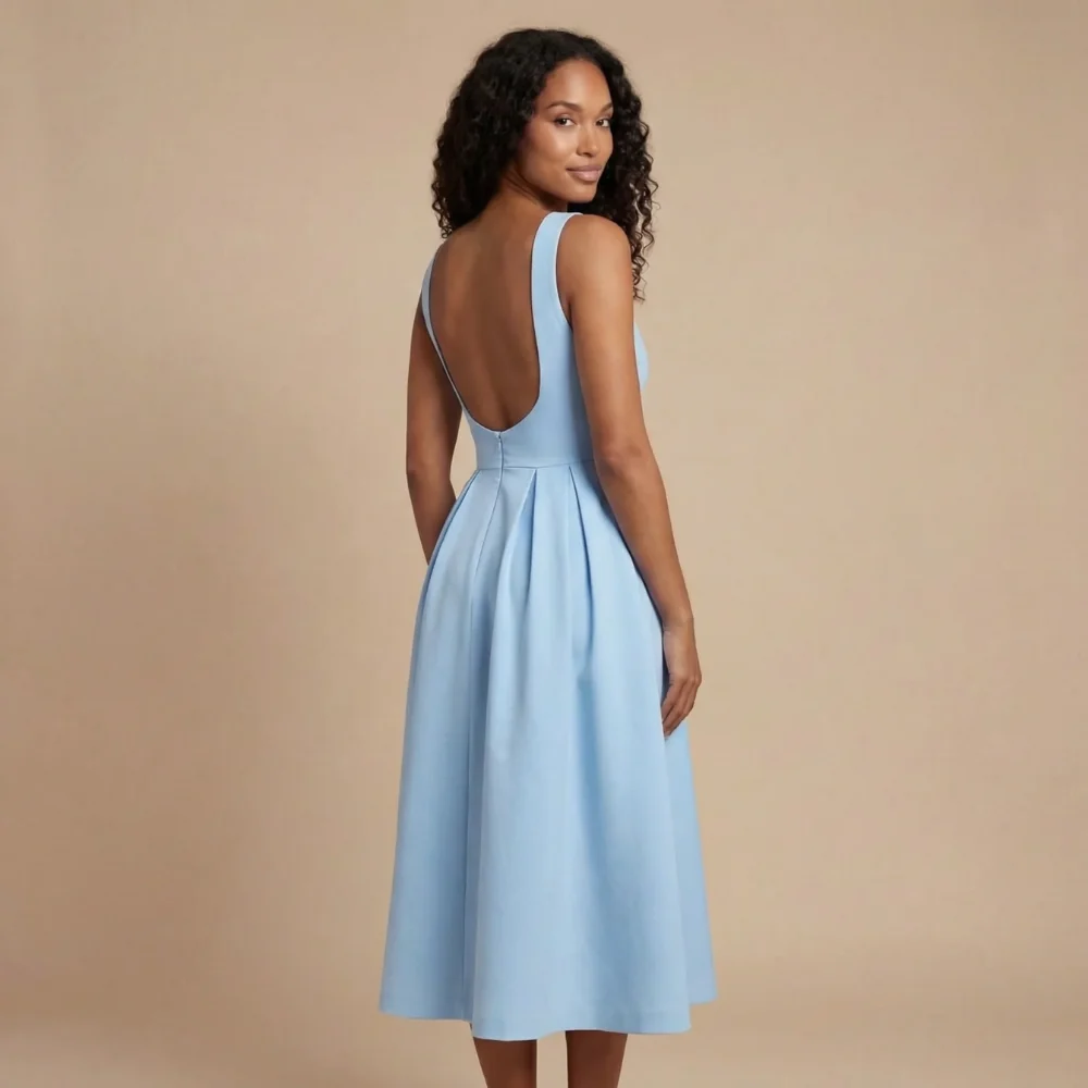 ?rmelloses Midi-Kleid mit U-Boot-Ausschnitt f��r Hochzeitsg?ste