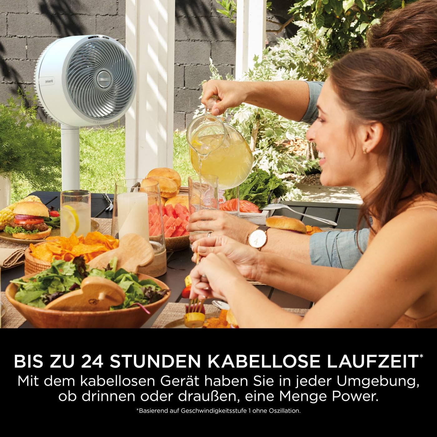 Shark FlexBreeze Ventilator Leise, Hybrid Ventilator Kabelgebunden & Kabellos, Tragbar, für Innen- und Außenbereich, UV- & Wasserbeständig, Ultraleistungsstark, Ultraleise, Weiß FA220EU