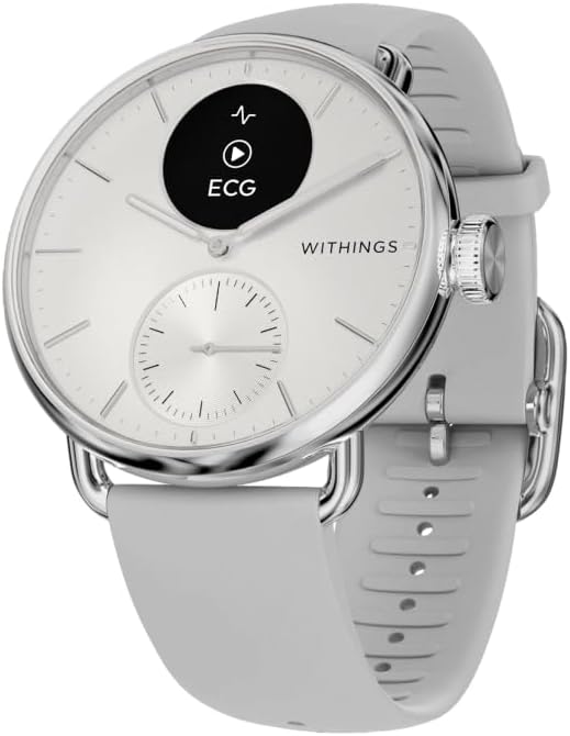 WITHINGS ScanWatch 2 - Connected Healthwatch, Herren Damen, EKG Elektrokardiogramm, SpO2, Temperatur, Schlaftracking, Atemwegsgesundheit, Aktivitäten, Kalorien, Wasserdicht, 30Tage Akku, Android iOS