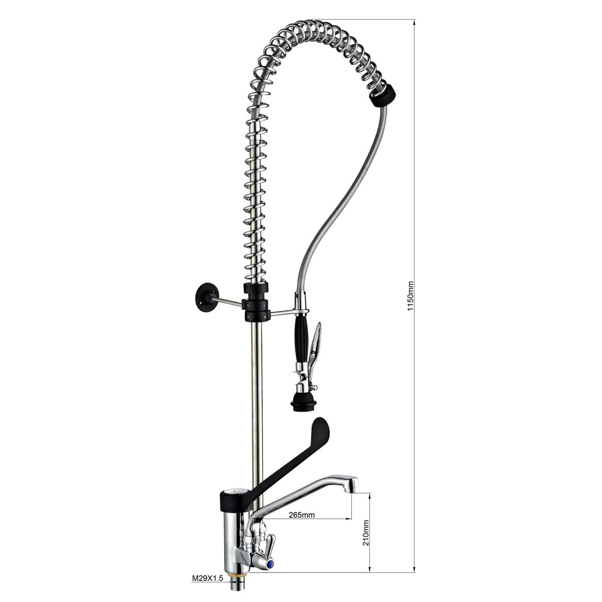 Spyledusj 3000 - med svingbar tut & ettgreps - for benkmontering - 1 150 mm - 1 hull