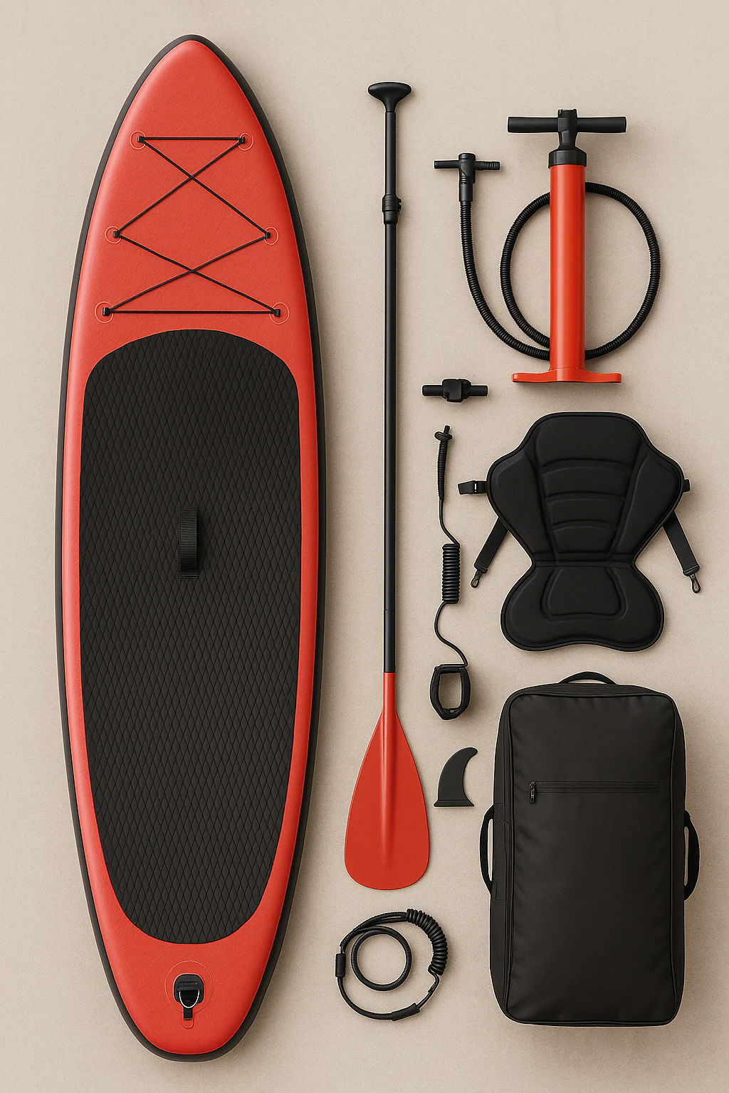 Oppusteligt paddleboard i rdt og sort PVC til hav og flod 3208415 cm zjOeRSx549yX