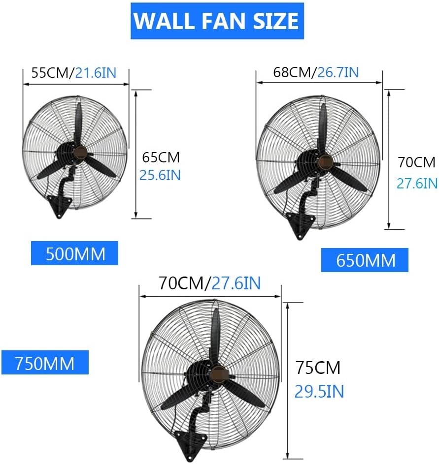 Wandventilator, Hochleistungs-Oszillationsventilator, Wasserdicht, Für Den Außenbereich, Geeignet Für Industrie, Gewerbe Und Privat – Einfarbig – 500 Mm, Einfarbig – 750 Mm, Einfarbig – 750 Mm