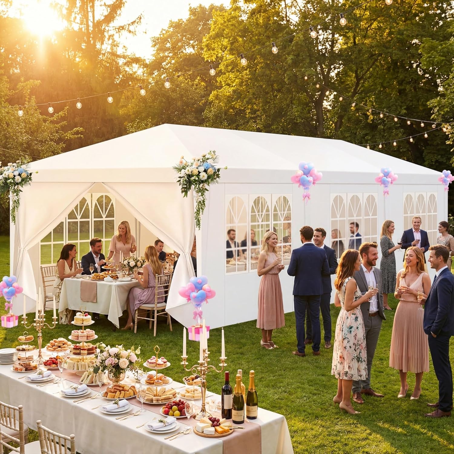 HOTEEL 10x30 Party Tent with 8 Removable Sidewalls for Parties, Weddings, BBQ
