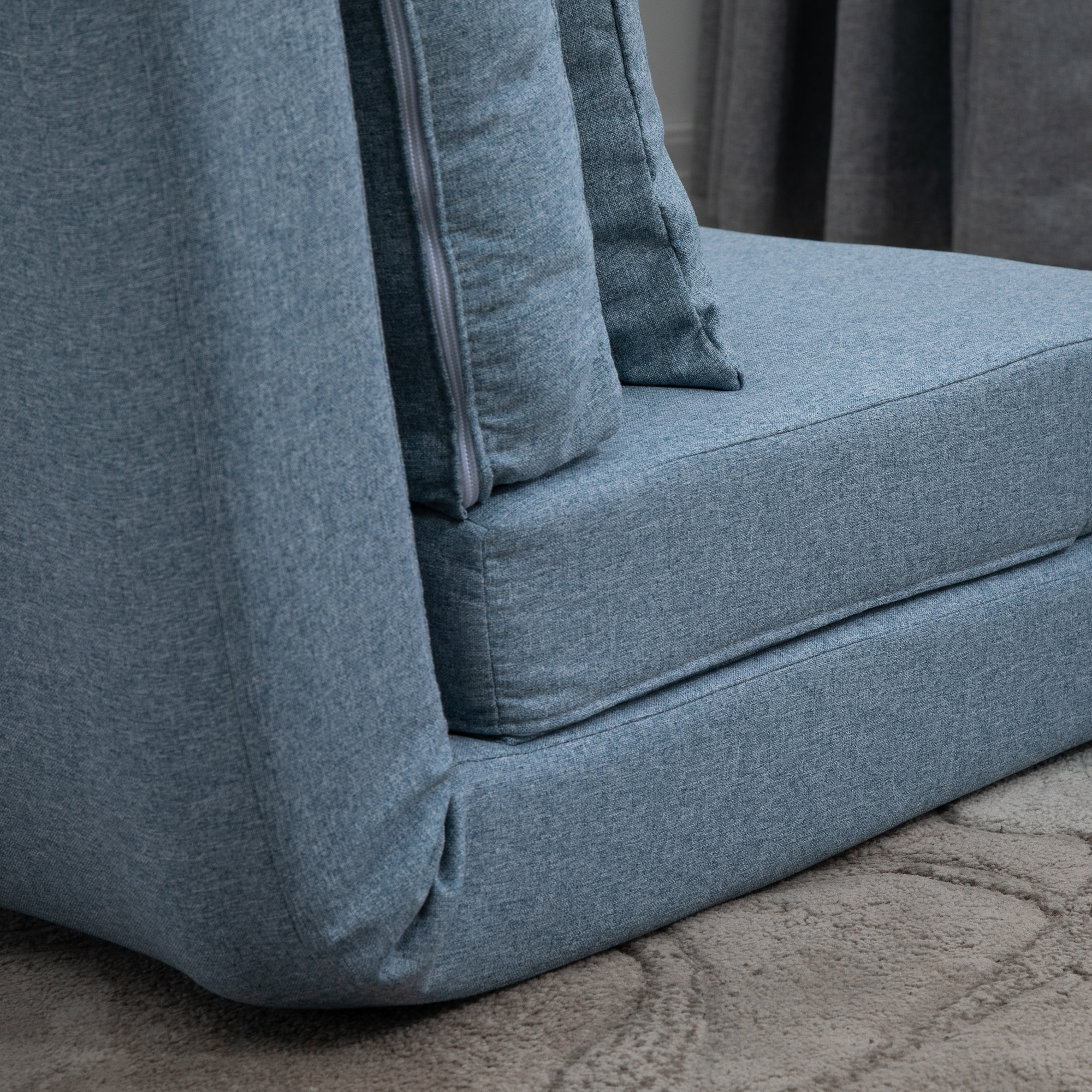 Vloerstoel Opvouwbaar Matras Slaapmat, 2-in-1 design, afneembaar kussen, 60 x 80 x 56 cm, Hemelsblauw