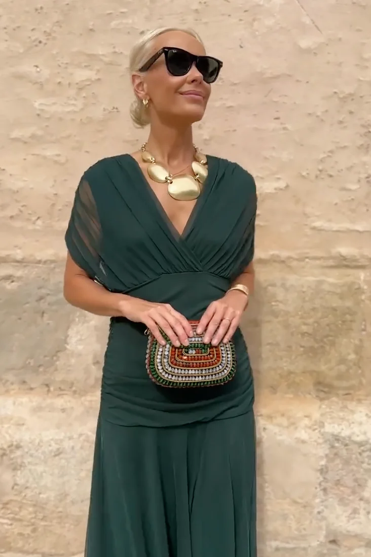 Elegantes schulterfreies Cocktail-Maxikleid mit Blumenmuster