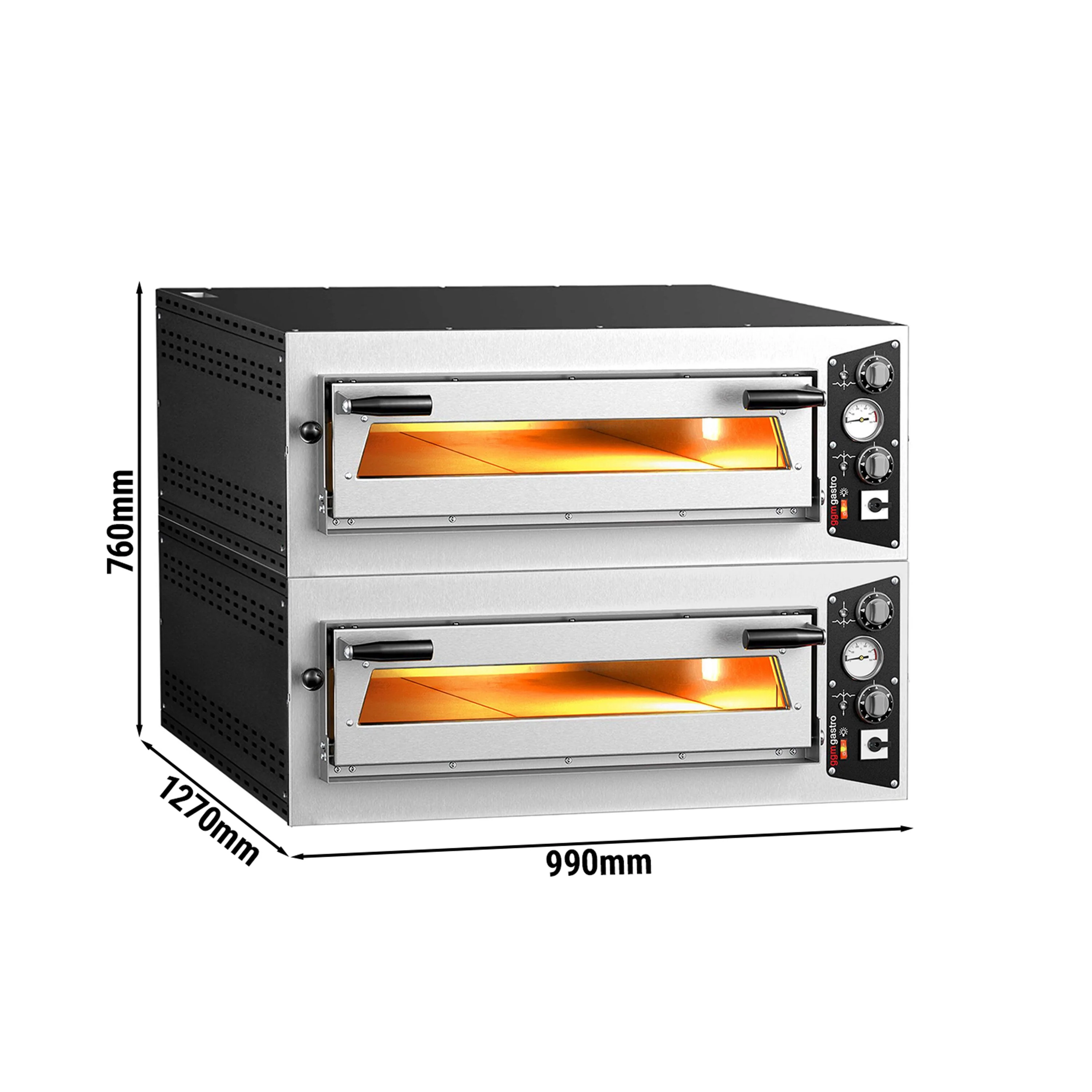 (2 stk.) Elektrisk pizzaovn �C 6 + 6x �� 35 cm (dyp) �C manuell