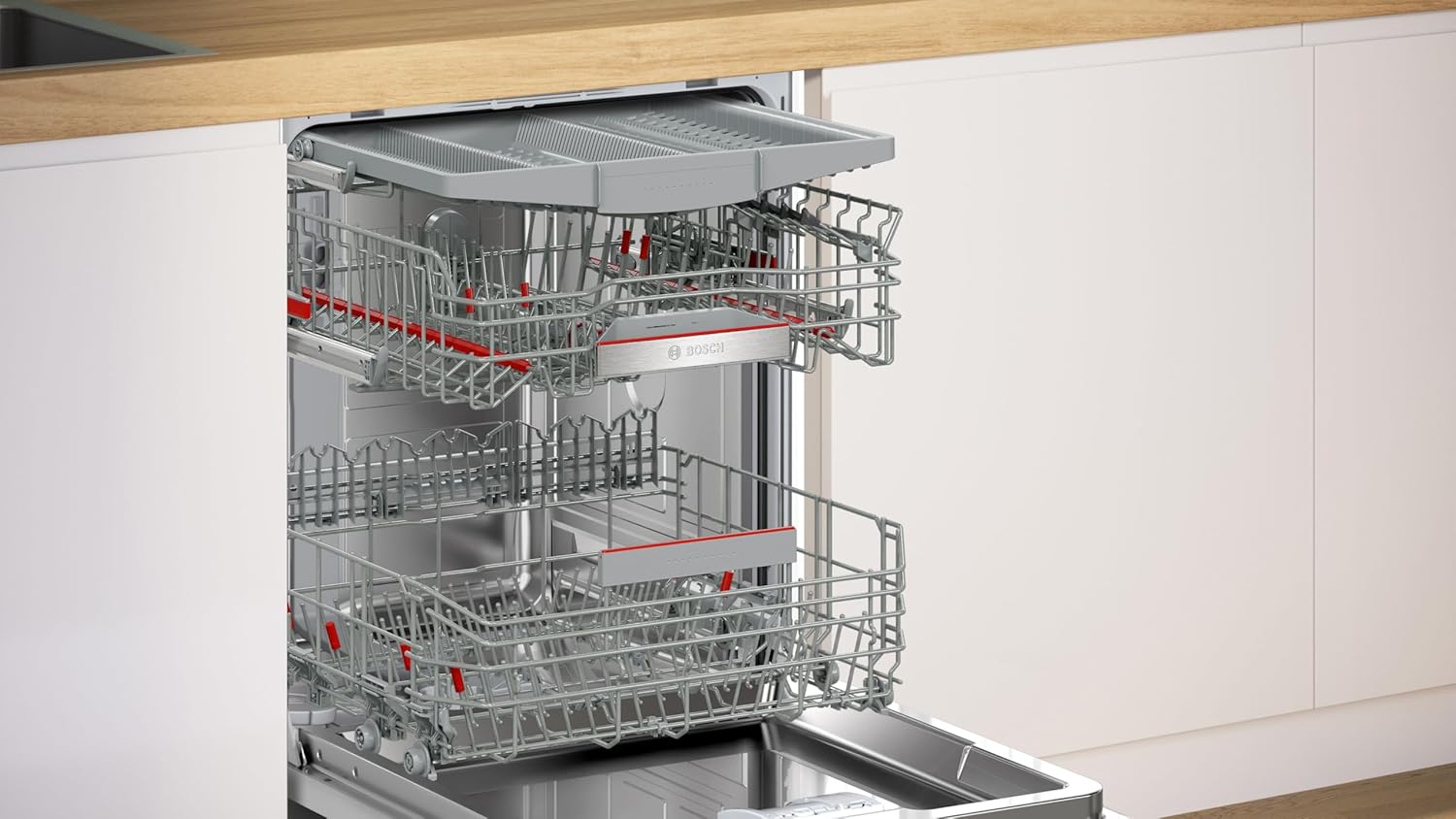Bosch SMV4ETX08E, Serie 4, Smarter Geschirrspüler Vollintegriert 60 cm, Besteckkorb, Spülmaschine mit Programmassistent, besonders Leise, Rackmatic, Automatische Türöffnung, InfoLight, AquaStop
