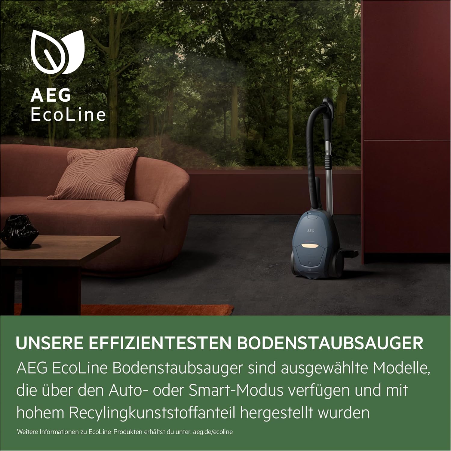 AEG VX82-1-KO Staubsauger / 75% Recyclingmaterial / autom. Saugkraftregulierung / extrem leise auch auf Teppich / Aufnahme von groen + kleinsten Partikeln / langes Kabel / 600W / schwarz