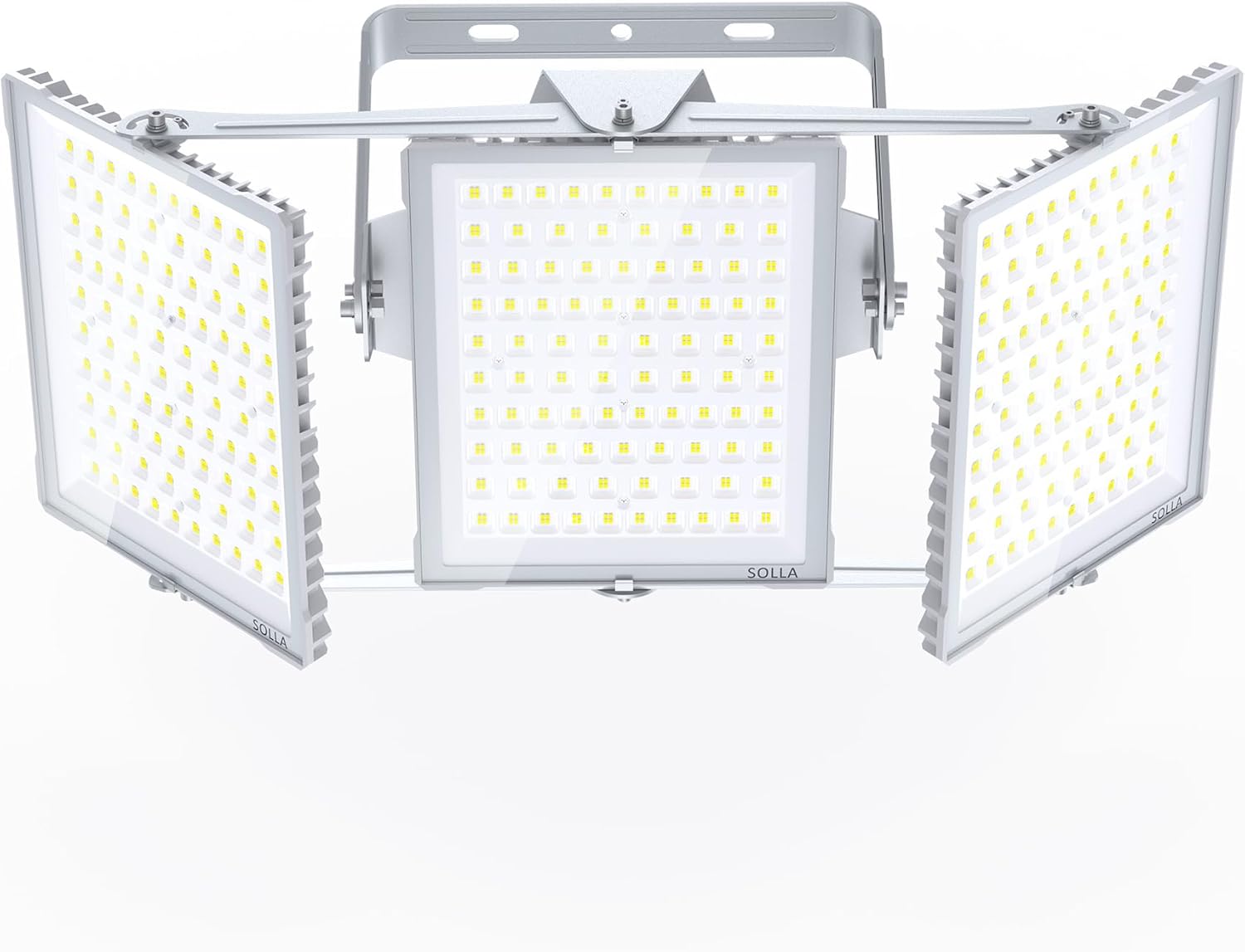 SOLLA 750W 2025 Plus Neue Aufrüstung LED Außenflutlicht, 75000LM 6000K Tageslichtweiß IP66 Wasserdicht, Stadionbeleuchtung, 3 Köpfe Verstellbares Außen-Sicherheitsbeleuchtung für Höfe, Terrassen-Grau