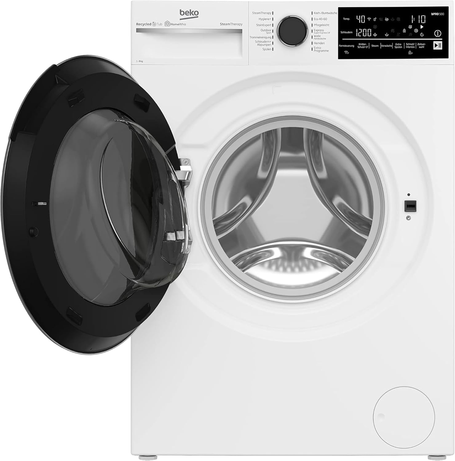 Beko Waschmaschine 8kg, Stiftung Warentest GUT (1,9)*, 1400 U/min, SteamCure Dampffunktion, AquaWave Schontrommel, StainExpert Programm, B5WFT78410W, Weiß