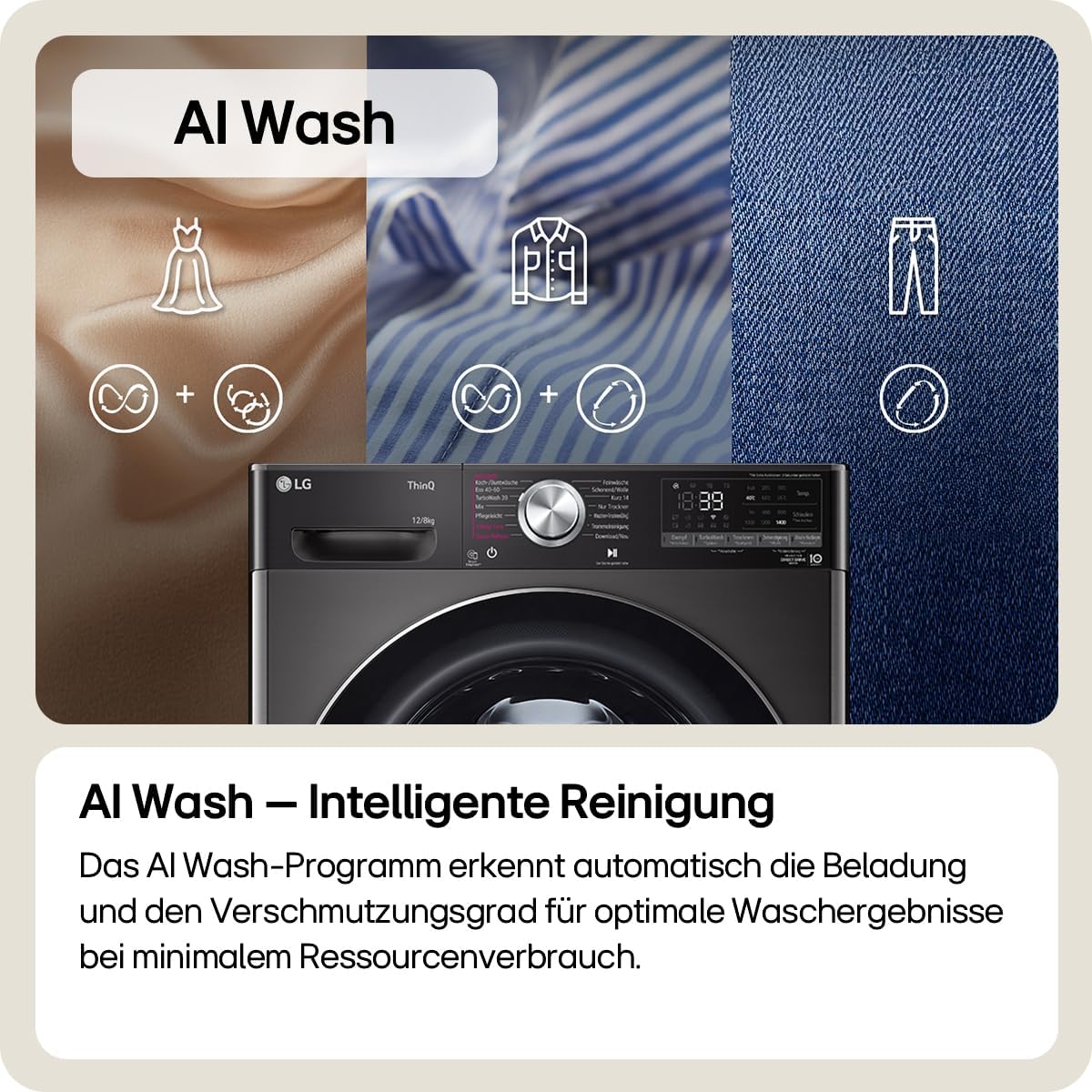 V9WD128H2B, Klasse A, Waschtrockner 12-8 kg, 1360 U/min, AI Direct Drive, Nachlegefunktion, Schnellwaschgang in 39 Min., mit Dampf, 60 x 61 x 85 cm - Black Stainless Steel