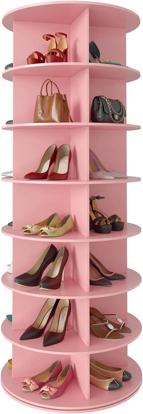 SpaceAid 7 Tier Rotating Shoe Rack Tower, Spinning Shoe Display Lazy Susan