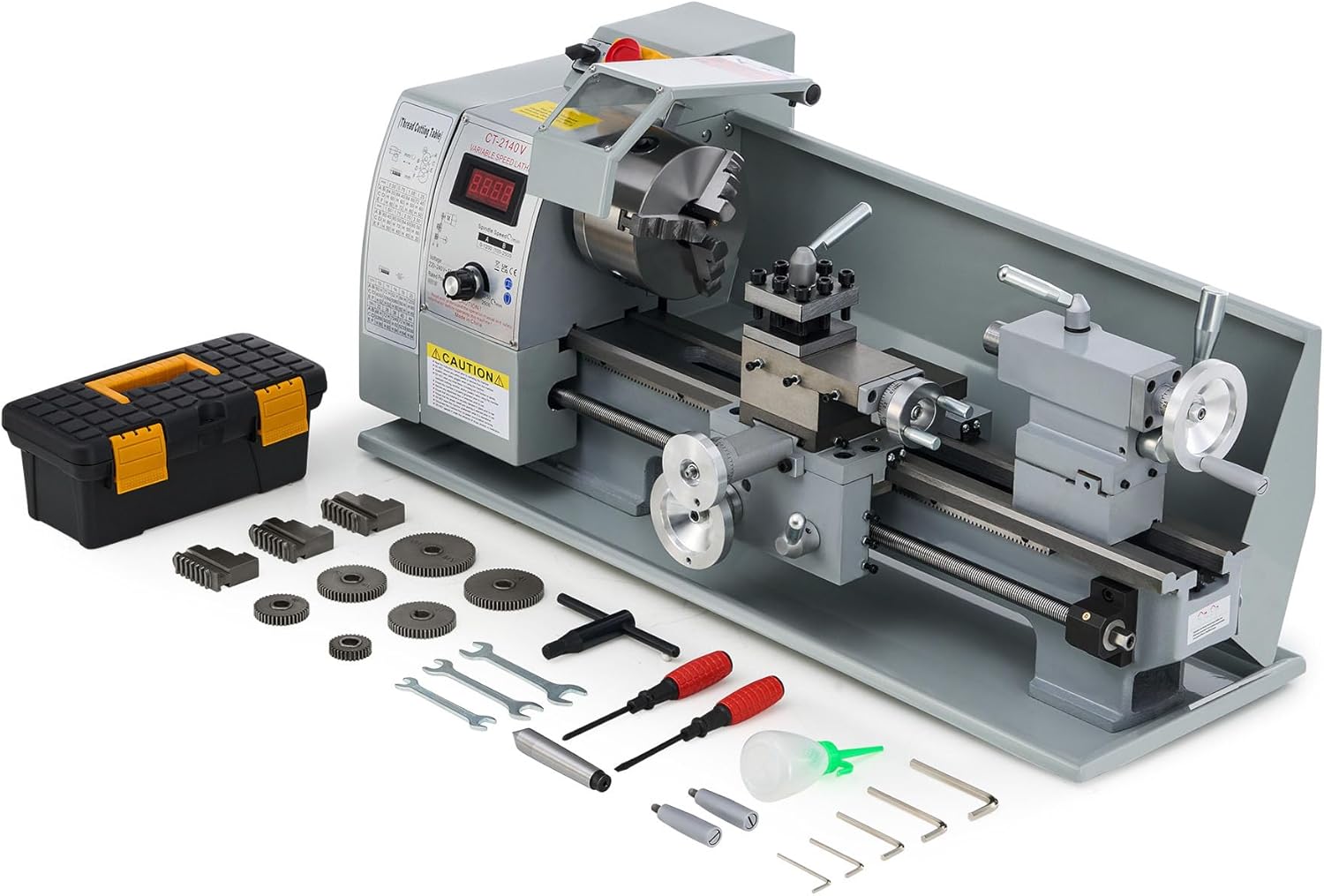 CREWORKS Metalldrehmaschine 750W Drehmaschine 8x16 Zoll Tischdrehmaschine 210x400MM Drehbank Metall 2500 RPM Mini-Metalldrehmaschine für Metallbearbeitung Metal Lathe (8 x 16 Zoll)