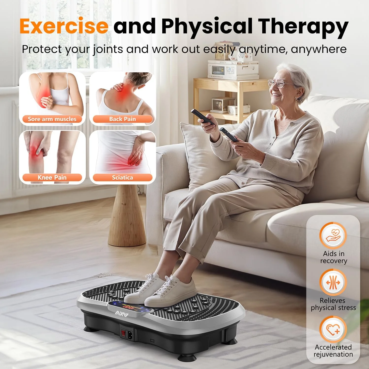 AXV Vibration Plate Fitness Platform Trainer Suitable for men and women to lose weight and burn fat at the gym