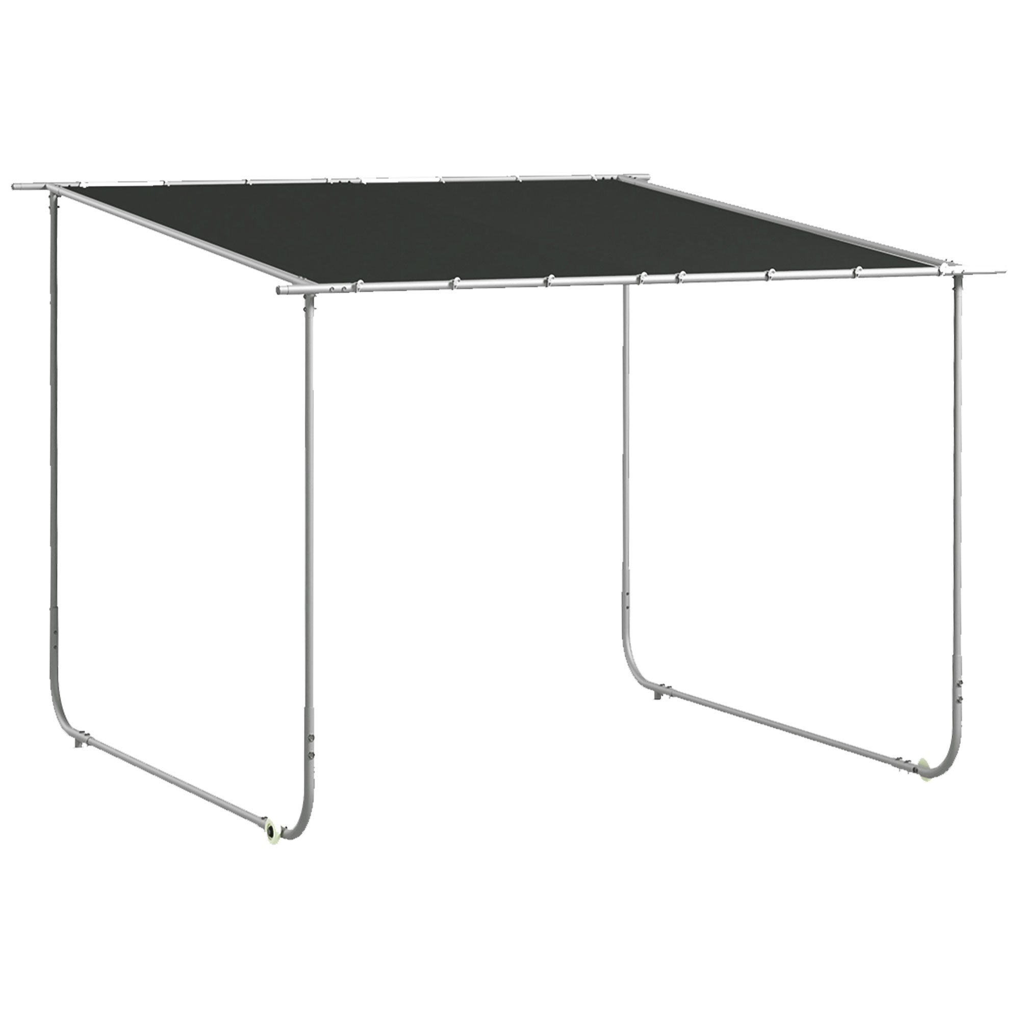 Outsunny Mobiele Paviljoen met Wielen, Inclusief Zandzakken, Metalen Frame, 3x3m, Grijs