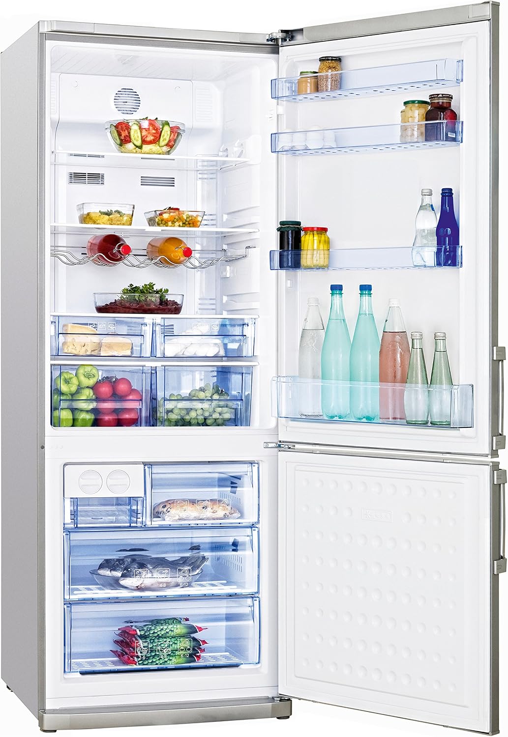 Beko CN 148240 X Réfrigérateur-congélateur/A+++ / Refroidissement : 318 L/Congélateur : 112 L/Acier inoxydable sans empreintes/No Frost/Contrôle électronique de la température avec écran