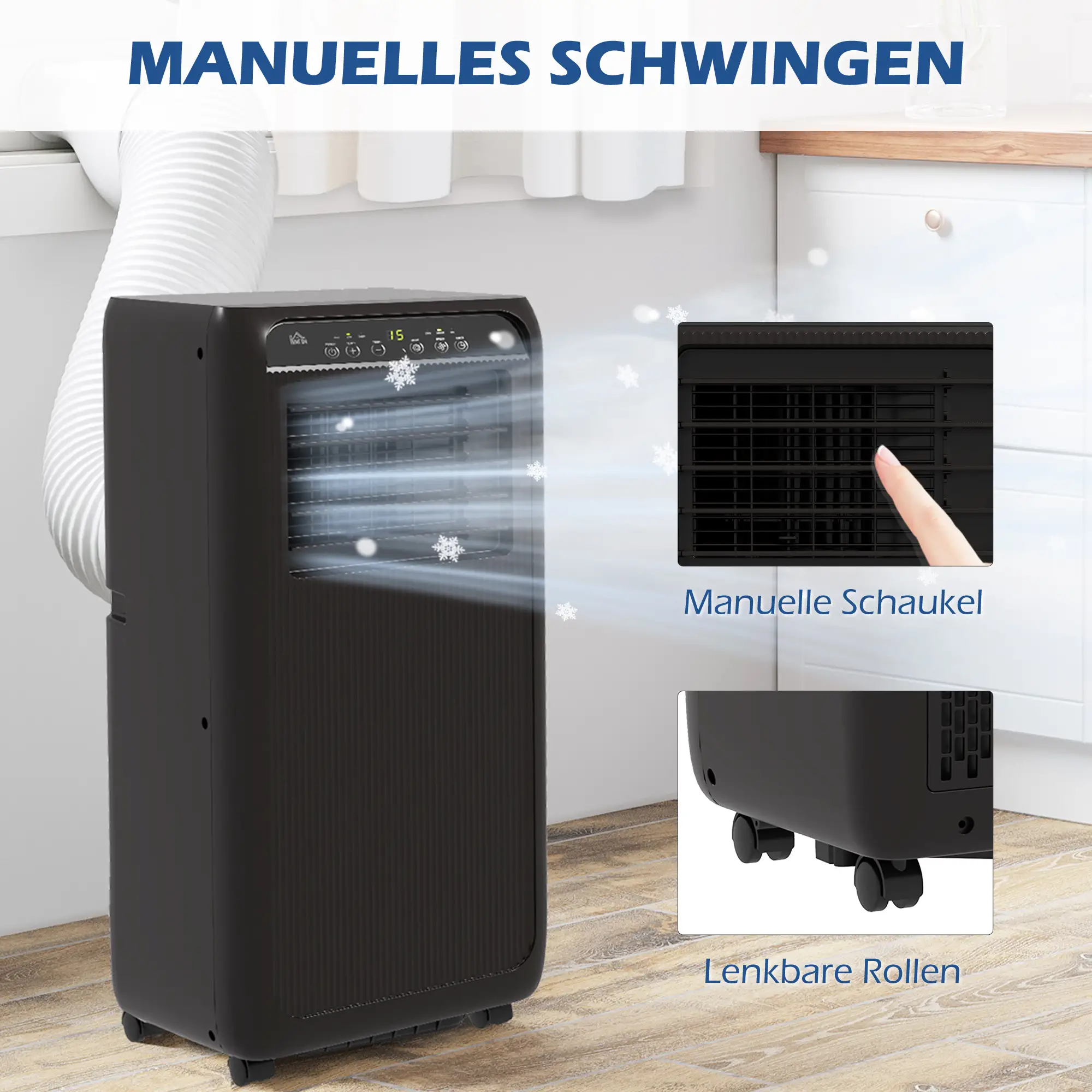 HOMCOM Mobiele Airco 3-in-1 9000 BTU Timer Afstandsbediening