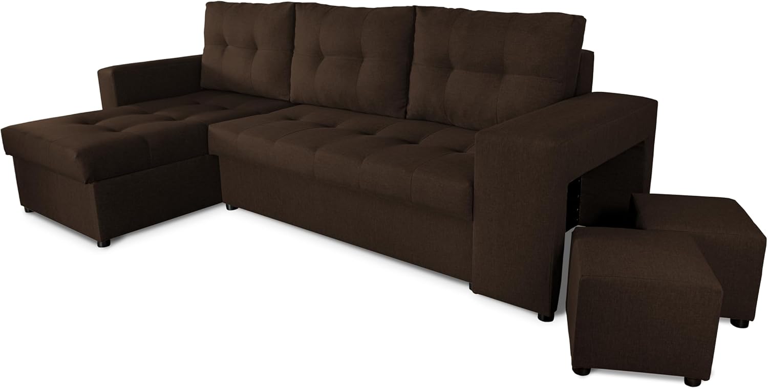 NAWSTOL - Sofa narożna Leon z funkcją spania i skrzynią na pościel – nowoczesna sofa do salonu – możliwość montażu z lewej lub prawej strony (szara + biała sztuczna skóra)