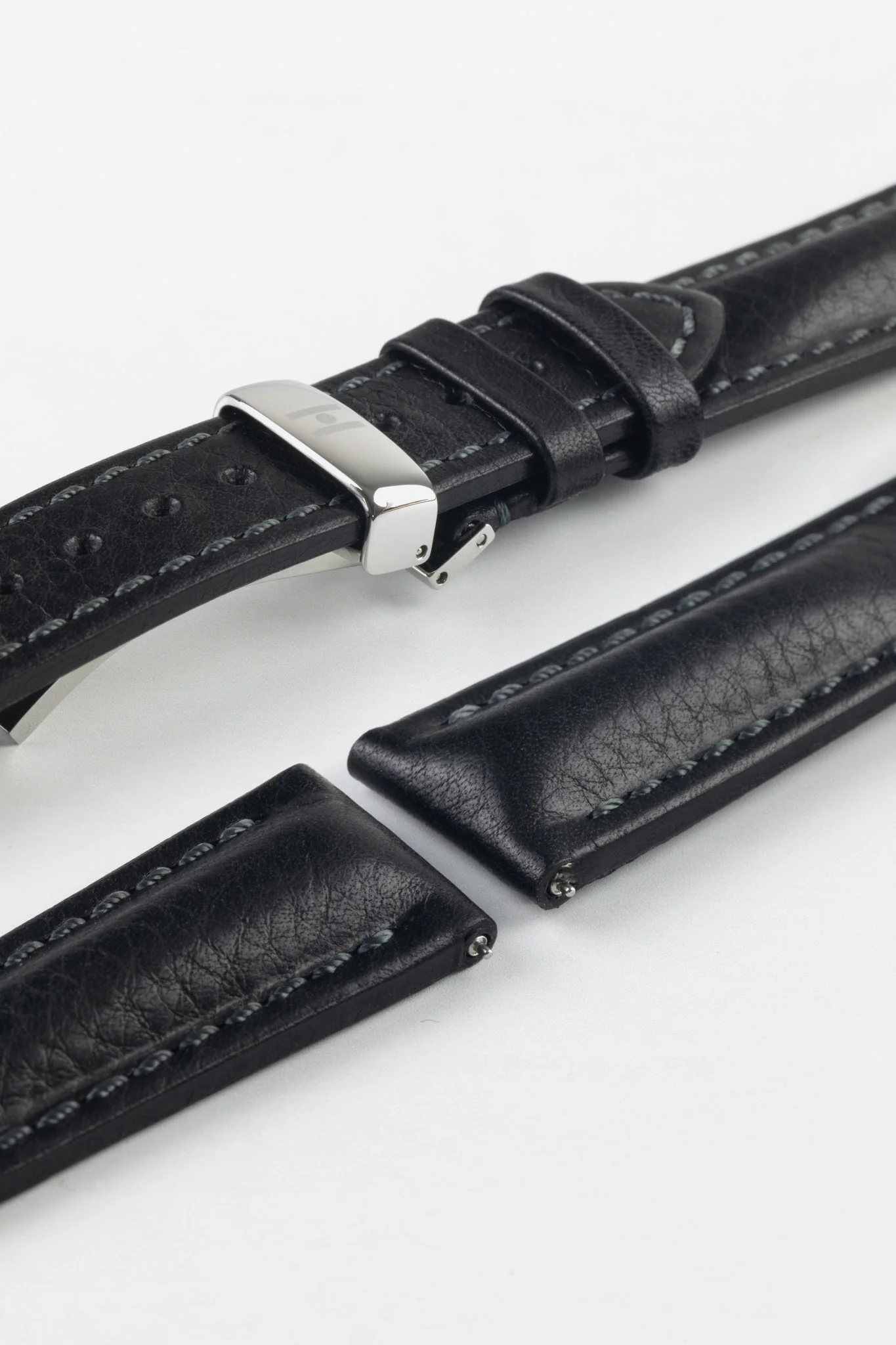 Hirsch LUCCA Tuscan Leather Watch Strap in BLACK