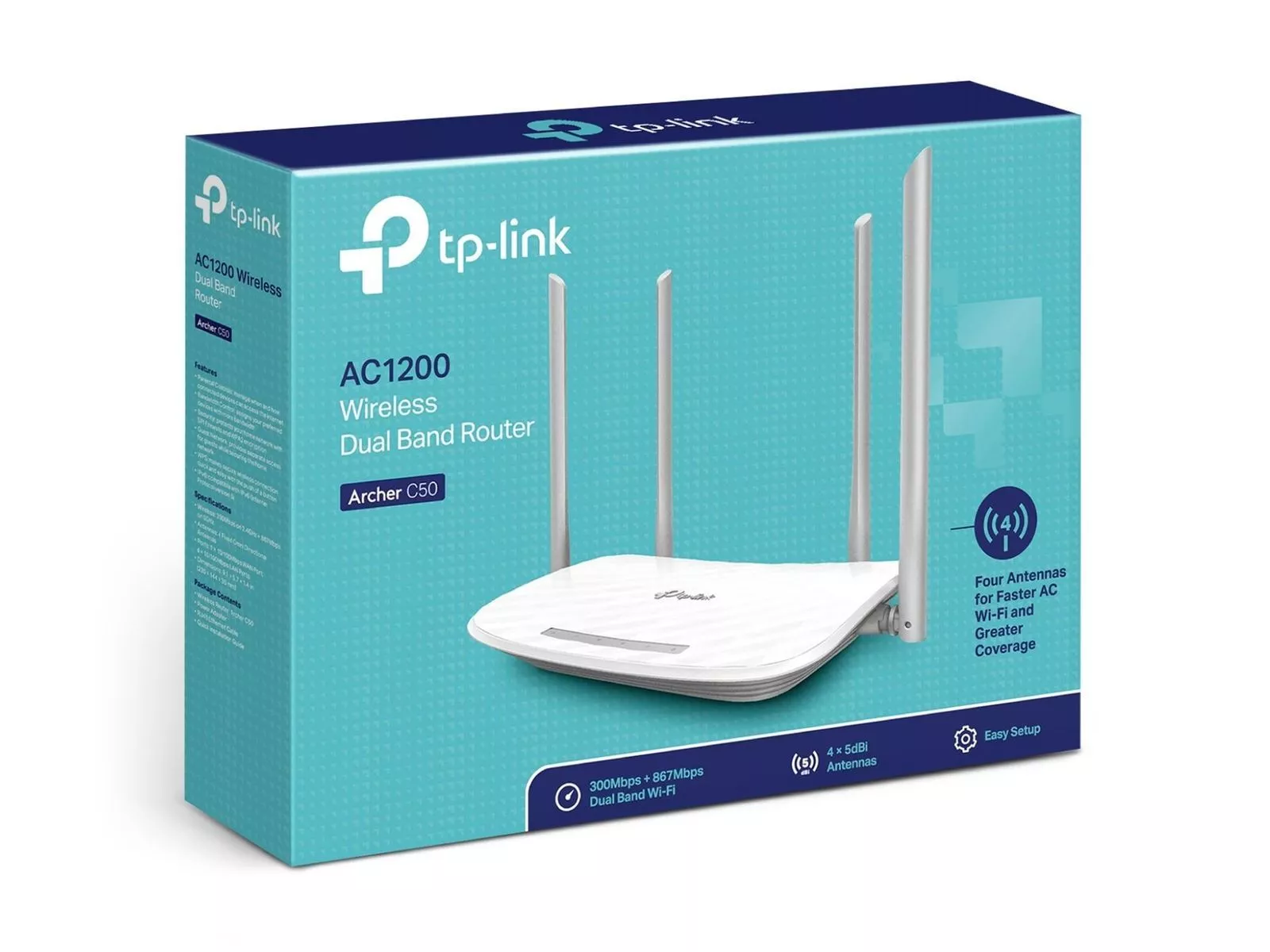 TP-LINK AC1200 draadloze Wi-Fi dual-band router, Fast Ethernet, 5GHz 867Mbps