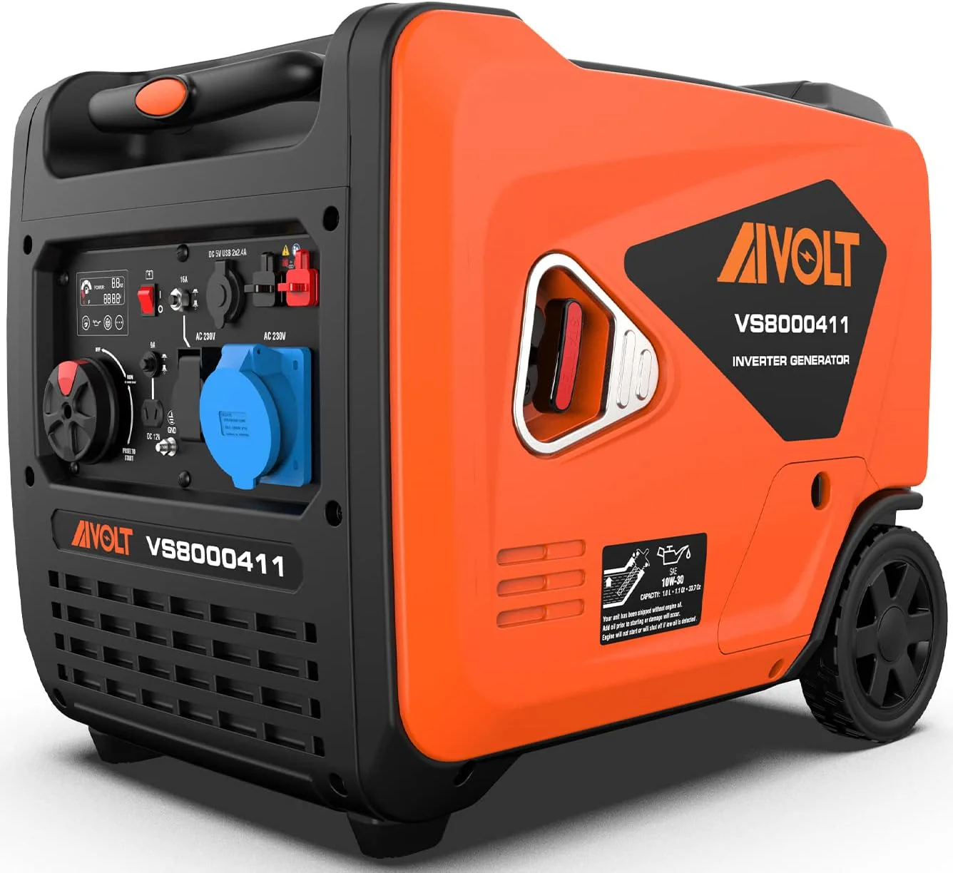 AIVOLT Silent Gasoline Inverter Generator 1400W with Outputs AC 230V/DC 12V/USB Type-A and Tank 2.5L - Portable for Outdoor Camping