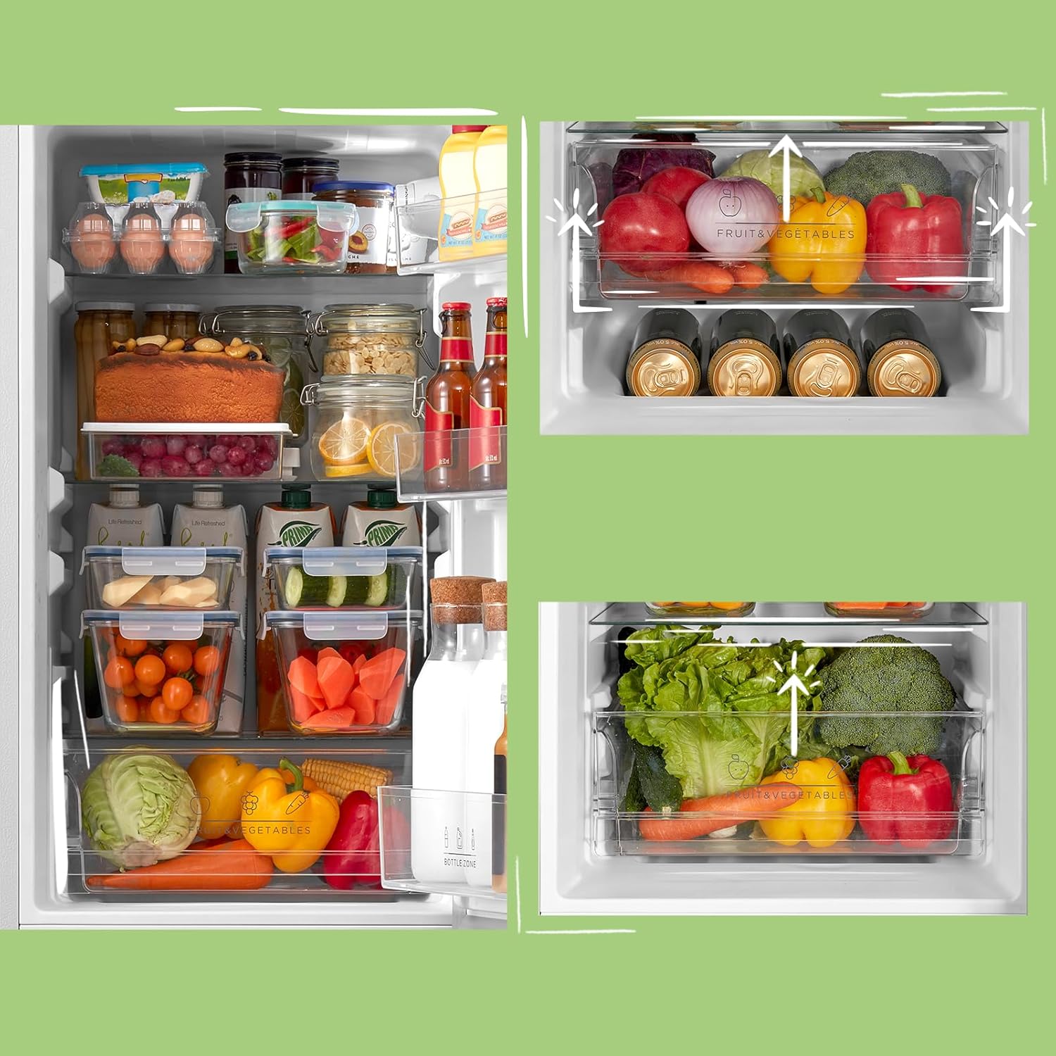 Comfee RCB169DK2(E) Fridge/Freezer Combination, 150 cm Height, Low Frost, Adjustable Fridge Temperature, LED Light, 195 kWh per Year, Fridge Capacity 115 L, 59 L Freezer, Black