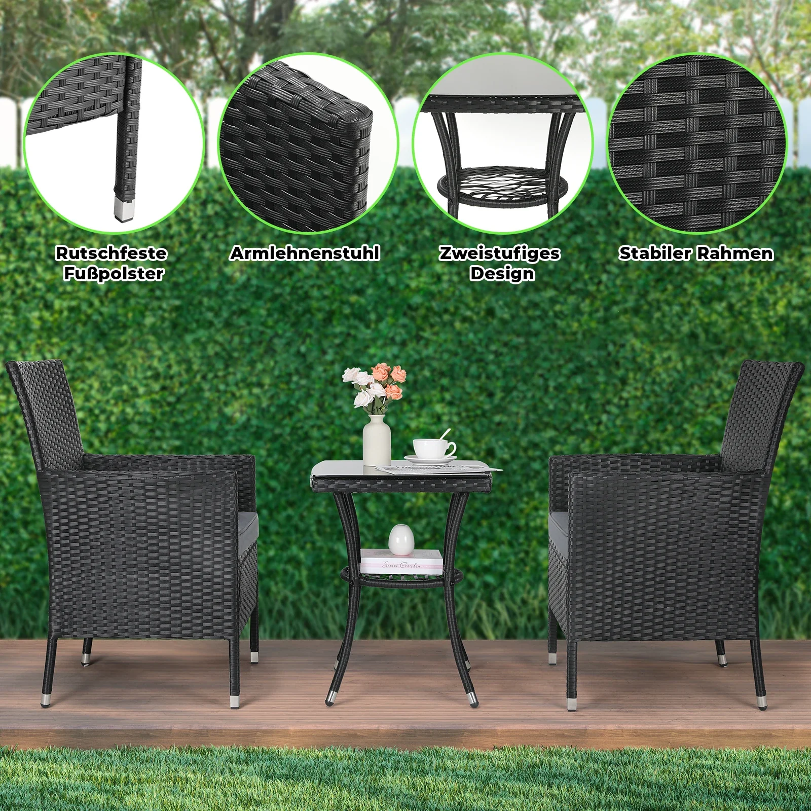 2025 3-delig rattan tuinmeubelset �C stijlvolle zithoek voor balkon, terras & tuin