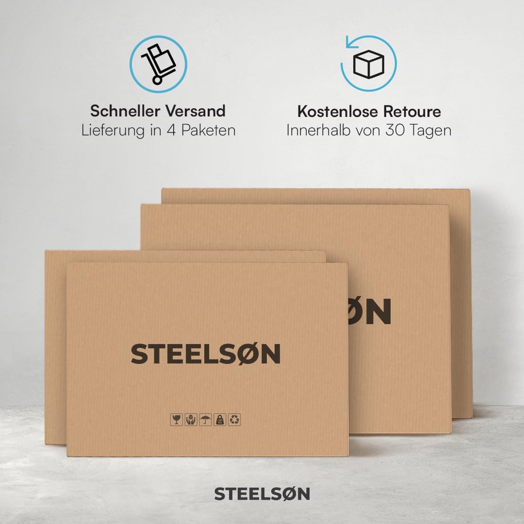 STEELSØN Kestra Mülltonnenbox 4er bis 240L – Mülltonnenverkleidung mit Sichtstreifen aus Stahl – hochwertige Müllcontainer in Anthrazit für 4 Tonnen – Müllbox/Gerätebox wetterfest & UV-beständig