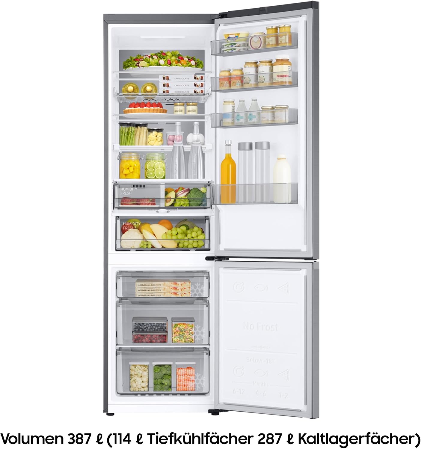 Samsung RB38C7AGWS9/EF Kühl-Gefrierkombination, 203 cm, 387 l, AI-Kühlschrank mit Gefrierfach, SmartThings AI Energy Mode, Cool Select+, Twin Cooling Plus, Metal Cooling, Edelstahl Look