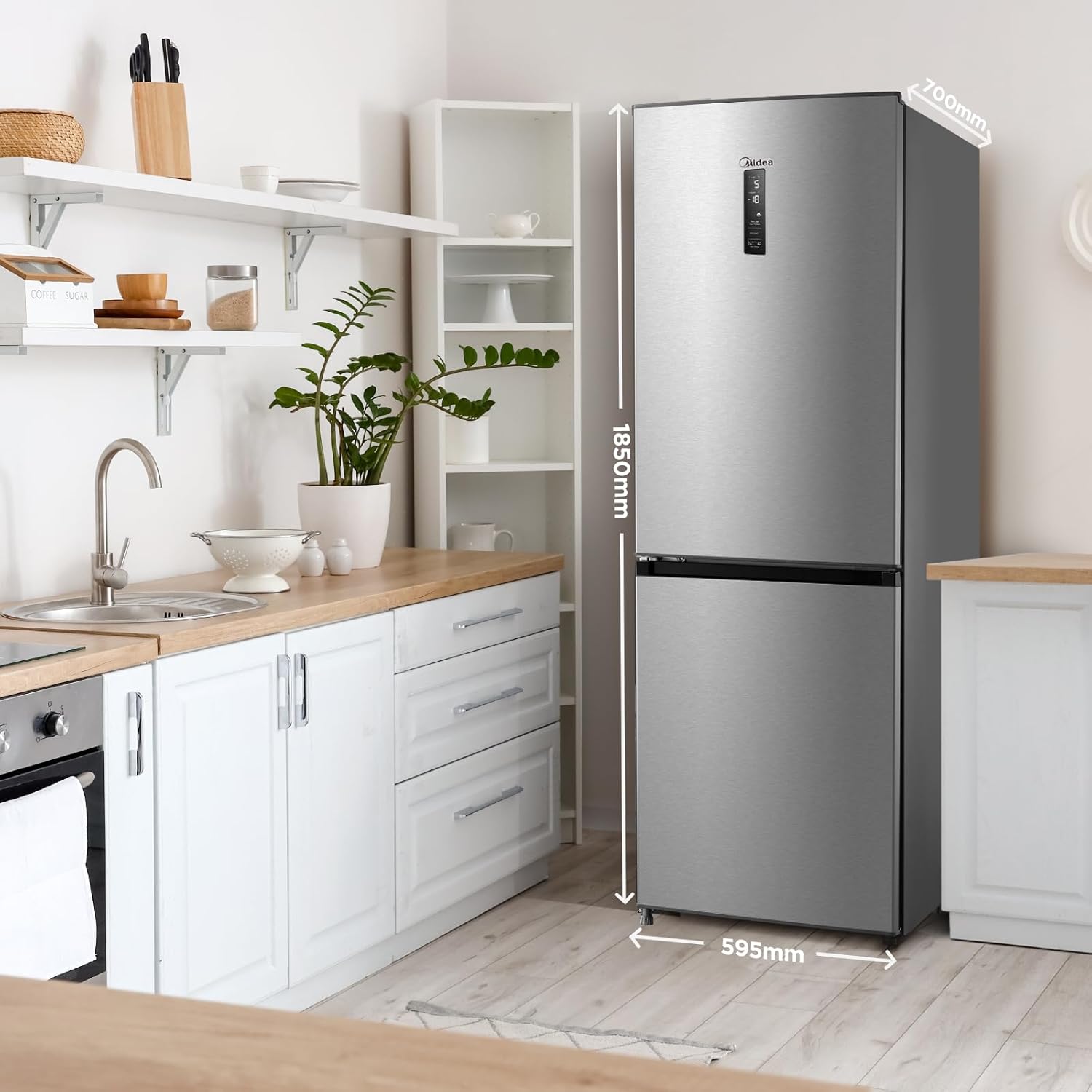 Midea MERB276FGE02A Fridge/Freezer Combination, 180 cm Height, NoFrost, Double Control, Super Cooling Function, 219 kWh per Year, Fridge Capacity 199 L, 71 L Freezer Capacity