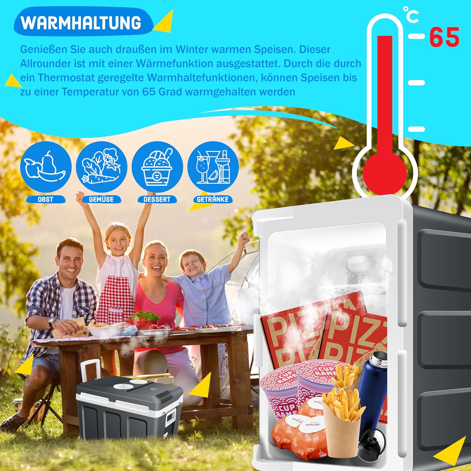 KESSER® Kühlbox 40L mit Rollen | Thermo-Elektrische Kühlbox | KÜHLT und WÄRMT | 12 & 230V | Thermobox für Auto, Boot & Camping | Mini-Kühlschrank mit ECO & MAX Modus