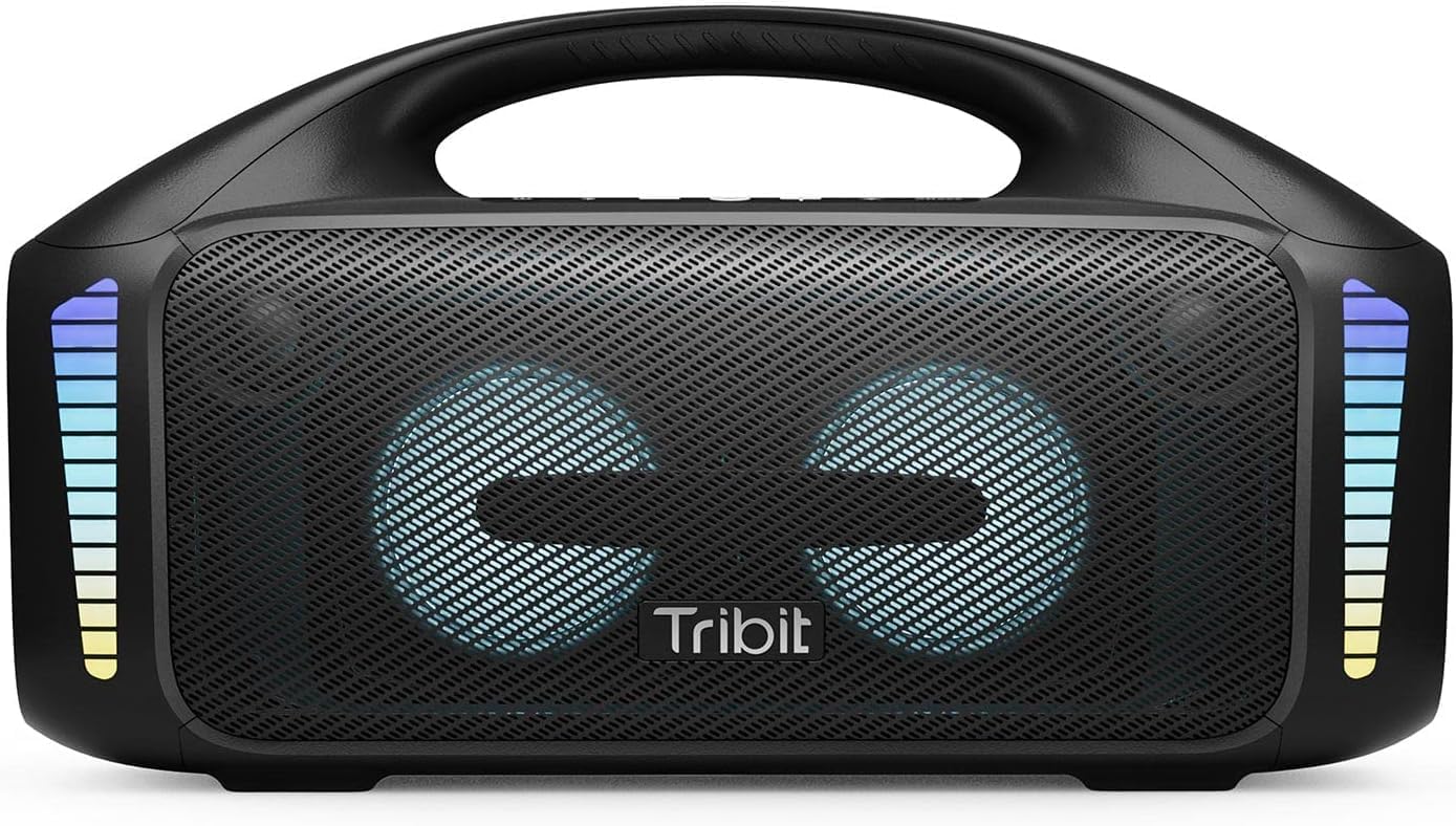 Tribit Bluetooth-luidspreker StormBox Blast, Draagbare partyluidspreker 90W Luid stereogeluid met XBass LED-lichtshow Bluetooth 5.3, Waterdicht IPX7, TWS, 30 uur speeltijd voor buiten