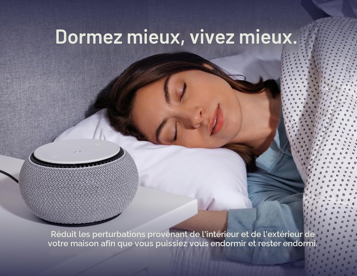 Snooz Machine à bruit blanc – Véritable ventilateur interne pour des bruits blancs constants – Contrôle à distance via l'appli, avec minuteur de sommeil et veilleuse