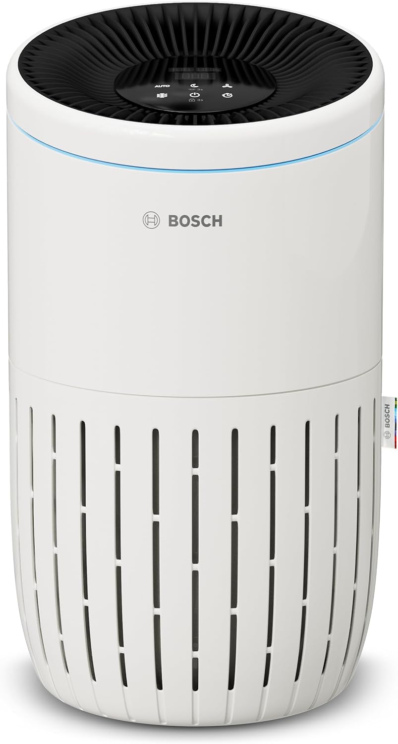 Bosch Air 4000 Luftreiniger - Für Räume bis zu 62,5 m² - Entfernt effizient Schadstoffe - Mit 3-in-1 Luftfilter, Smart Sensor, Automatikmodus, Ruhemodus (< 25 dB(A)) - CADR: 300 m³/h