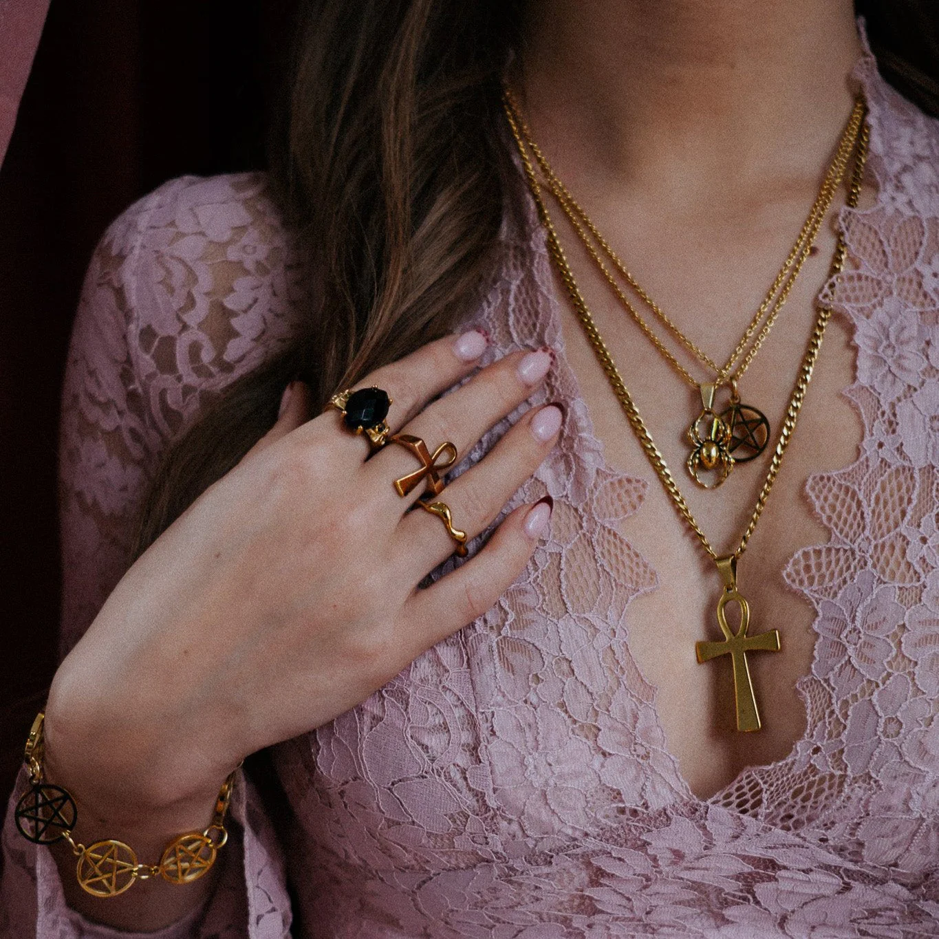 Gold Orb Weaver Spider Necklace
