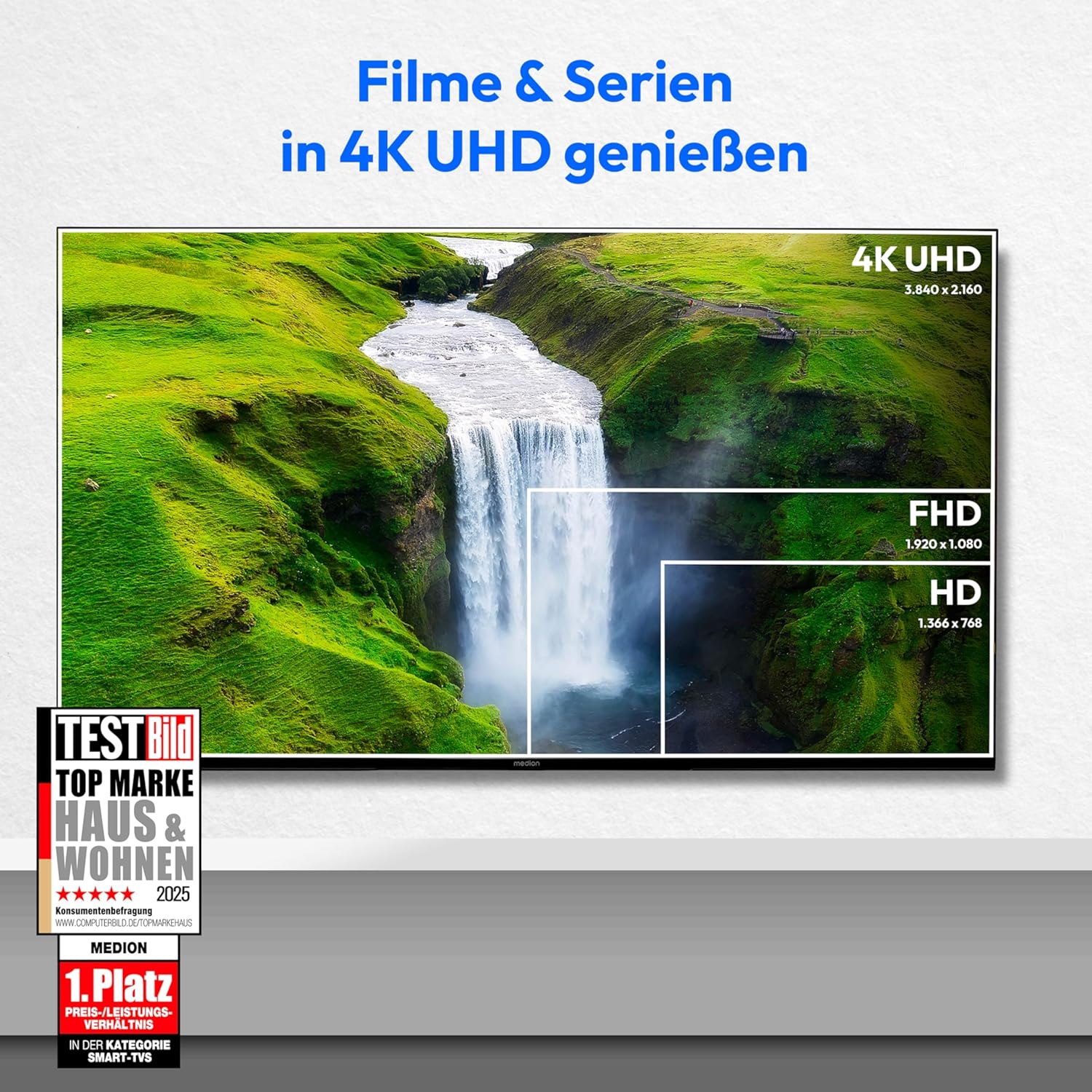MEDION 125,7 cm (50 Zoll) Fernseher (Smart TV, 4K, Dolby Vision HDR, Prime Video, Disney+, Dolby Atmos, DTS X, kompatibel mit Google TV, PVR, Bluetooth, MD 850400)