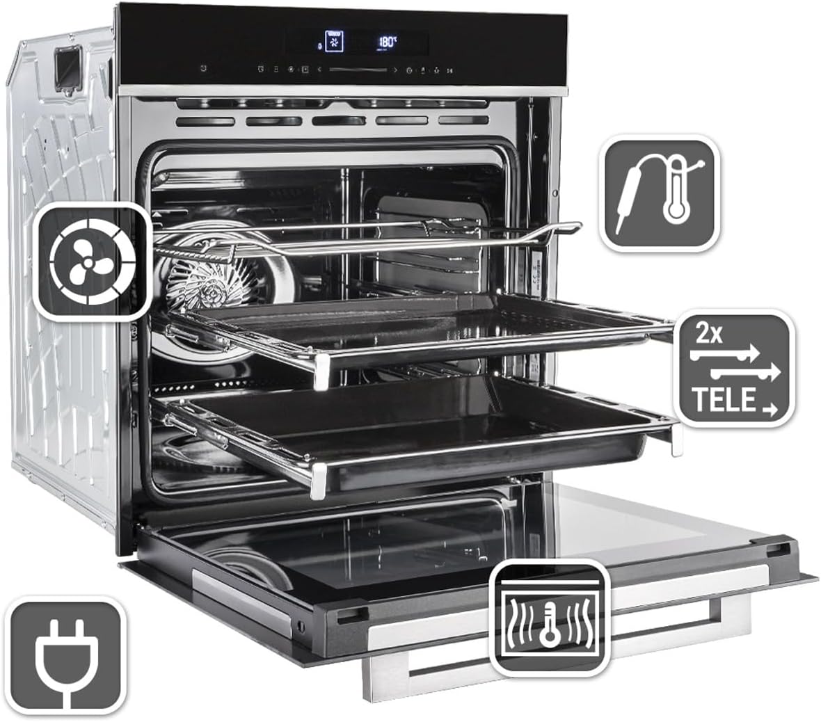 Autarkes Herdset: 60cm Einbaubackofen EB8017ED | 59cm Induktionskochfeld IH85901FZ | Katalyse | Pizzafunktion | Grill | Umluft | Heißluft | Automatik-Timer | SET8017IH592FZ