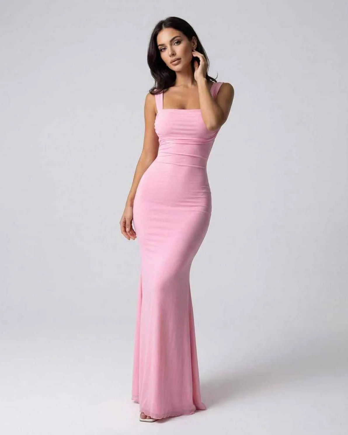 Zartrosa Maxi-Kleid