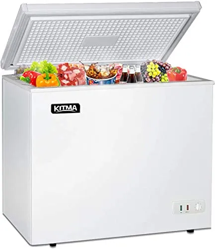 Commercial Top Chest Freezer 7 Cu. Ft - Deep Ice Cream Freezer with Wire Storage Basket, Solid Door, for Groceries, Kitchen, Restaurant White