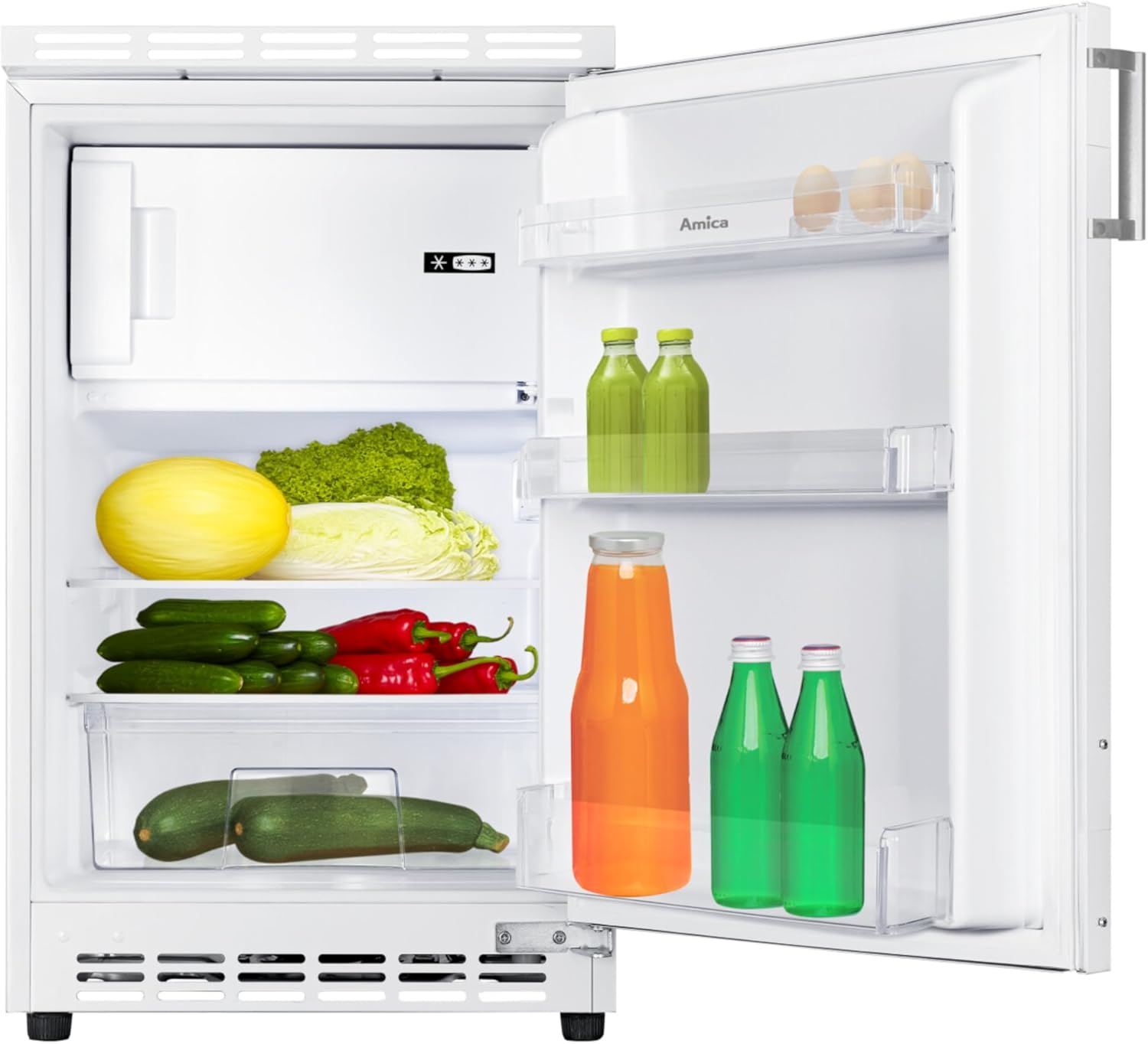 Amica Unterbau Kühlschrank dekorfähig für 815 cm Nische elektronische Steuerung Inverter Kompressor LED Beleuchtung Tür-Offen-Alarm, 82 liters