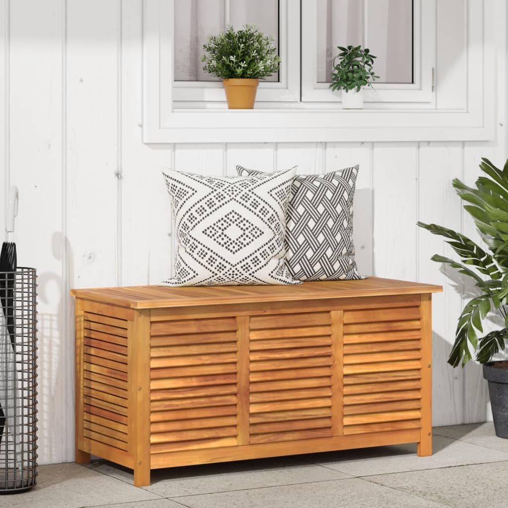 Baul Almacenaje de Madera de Acacia, Baul Almacenamiento, Banco Almacenaje, Caja de Almacenamiento de Jardín, para Interior y Exterior, 113 x 50 x 56 cm